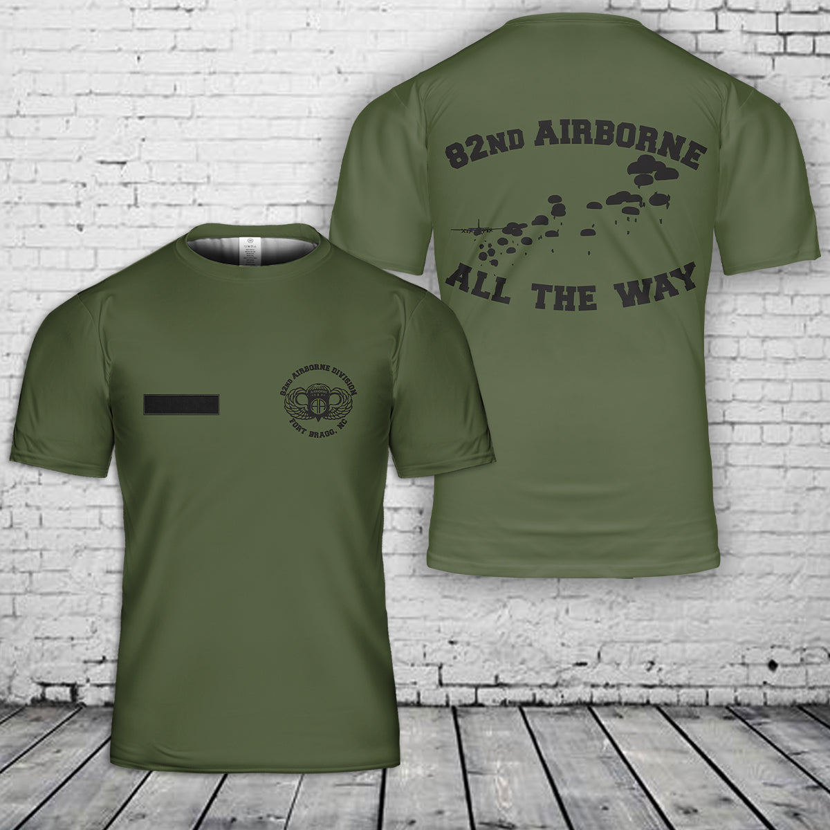 Custom Name US Army Paratroopers With The 82nd Airborne Division Parachute T-Shirt 3D