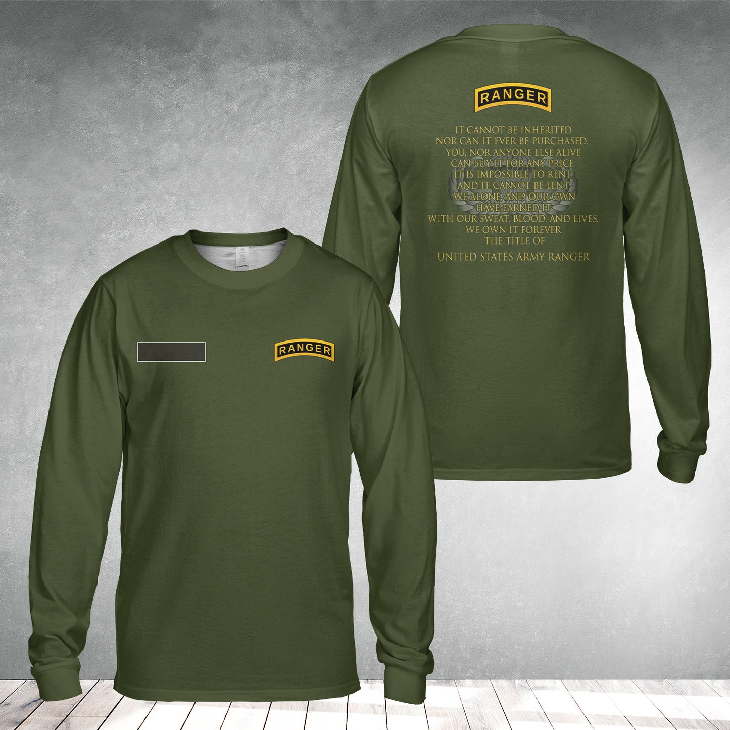Custom Name US Army Ranger AOP Long Sleeve Shirt