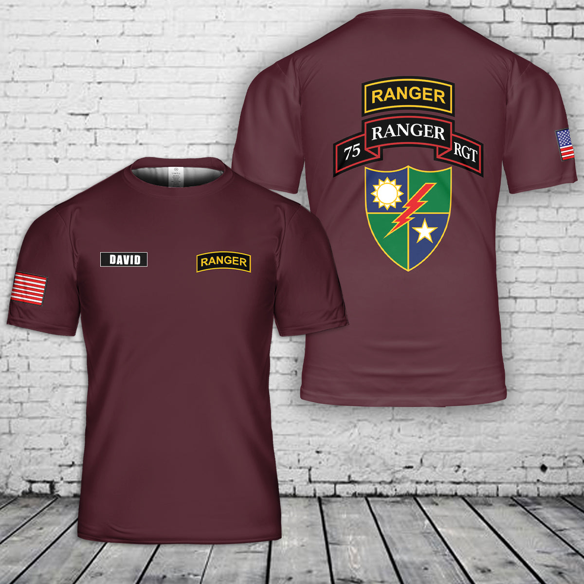 Custom Name US Army Ranger Regiment 3D T-Shirt