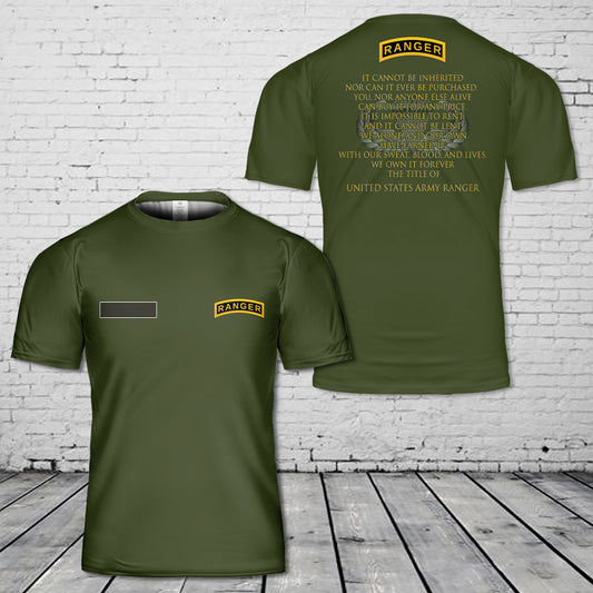 Custom Name US Army Ranger T-Shirt 3D