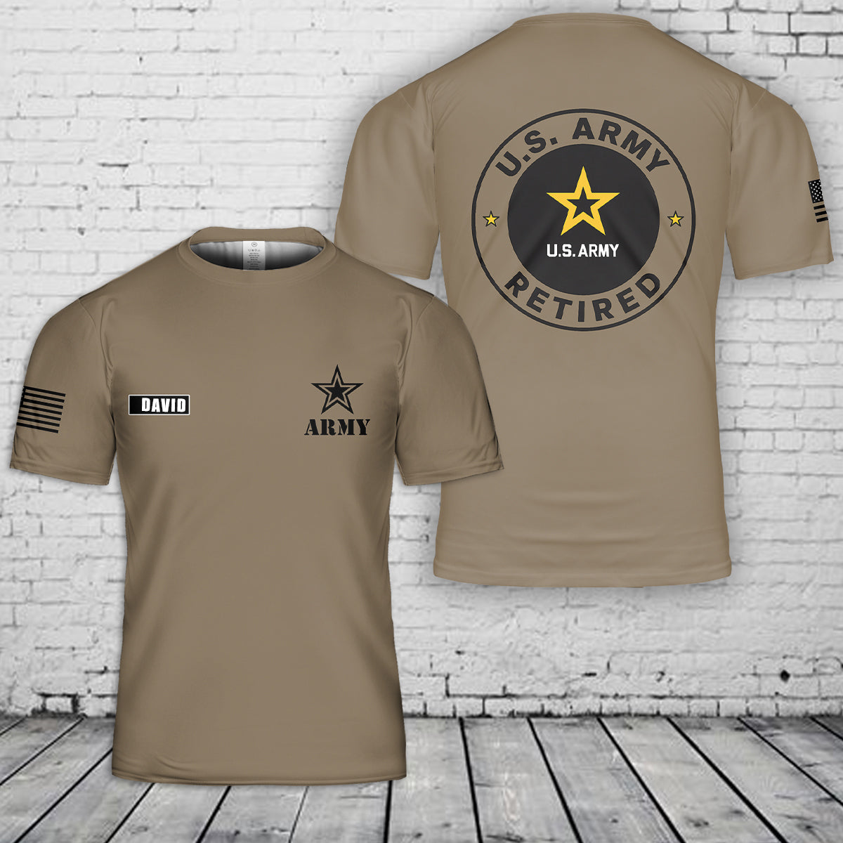 Custom Name US Army Retired 3D T-Shirt