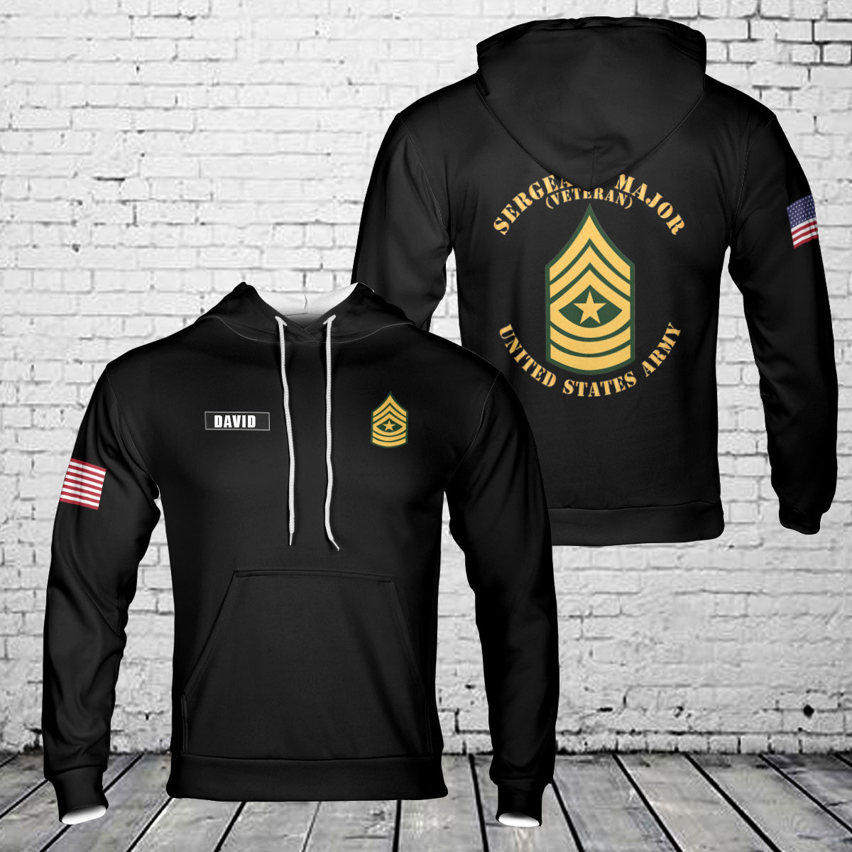 Custom Name US Army Sergeant Major Veteran 3D Hoodie