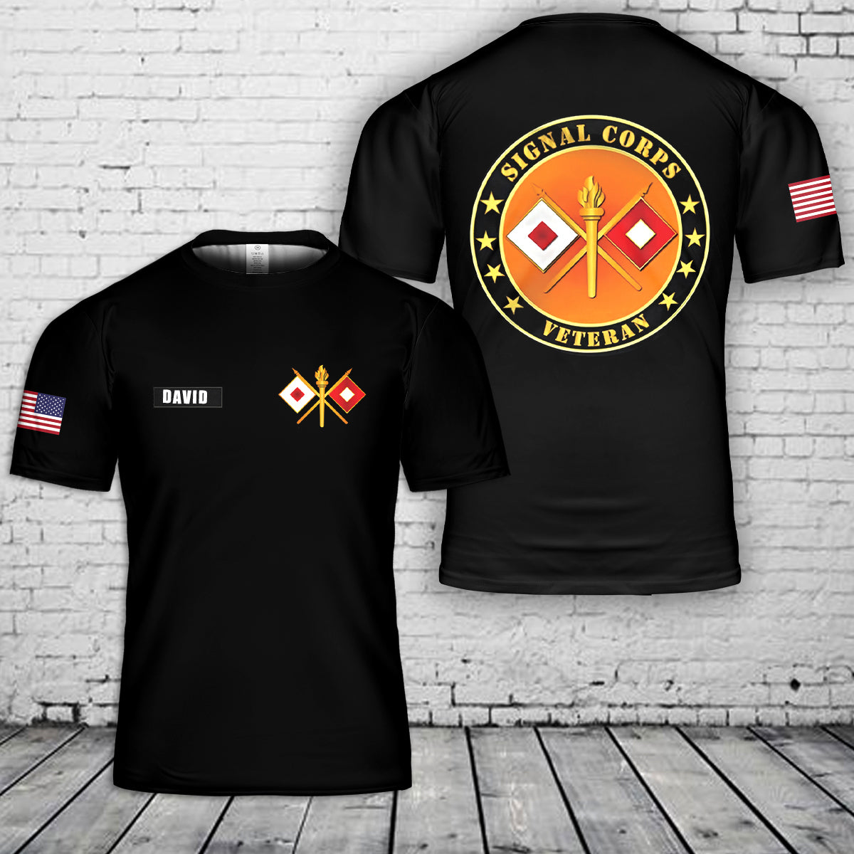 Custom Name US Army Signal Corps Branch 3D T-Shirt