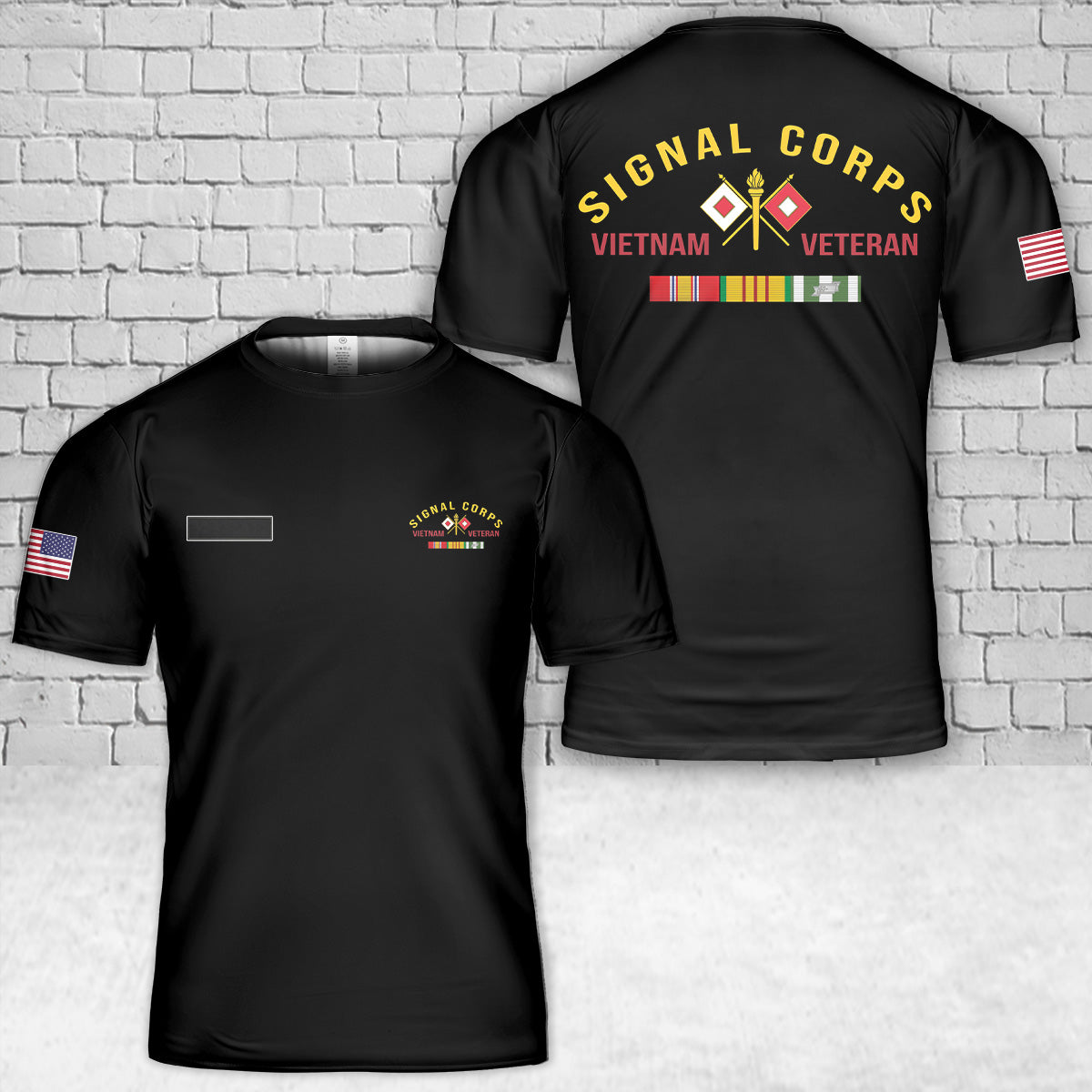 Custom Name US Army Signal Corps Vietnam Veteran T-Shirt 3D