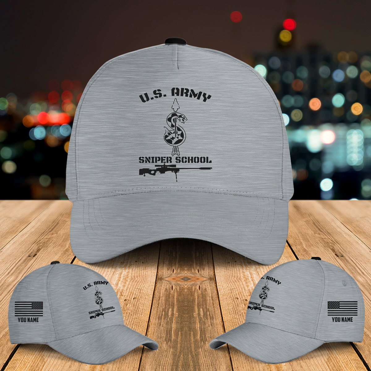 Custom Name US Army Sniper School Baseball Cap