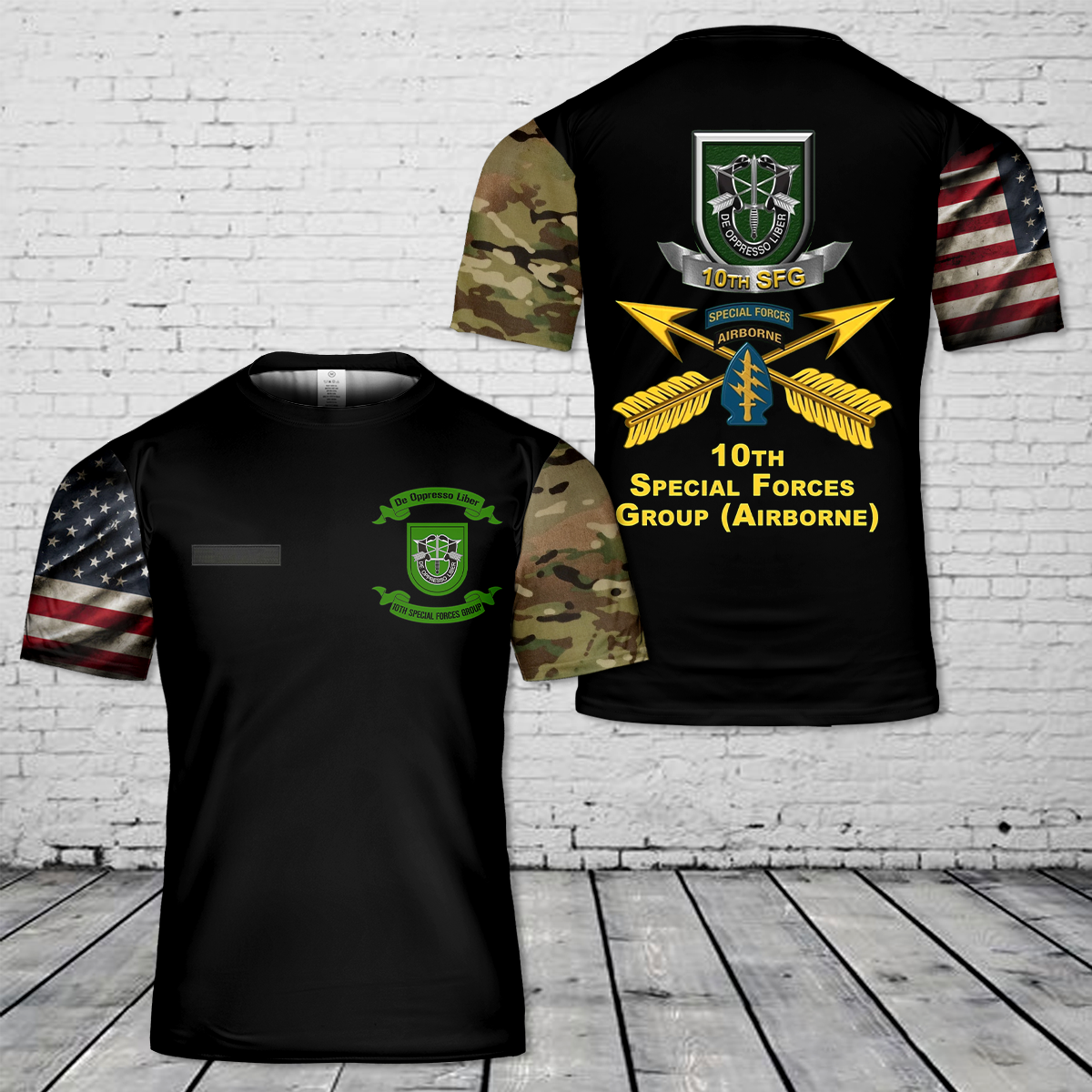 Custom Name US Army Special 10th Special Forces Group (10th SFG)(A)) T-Shirt 3D