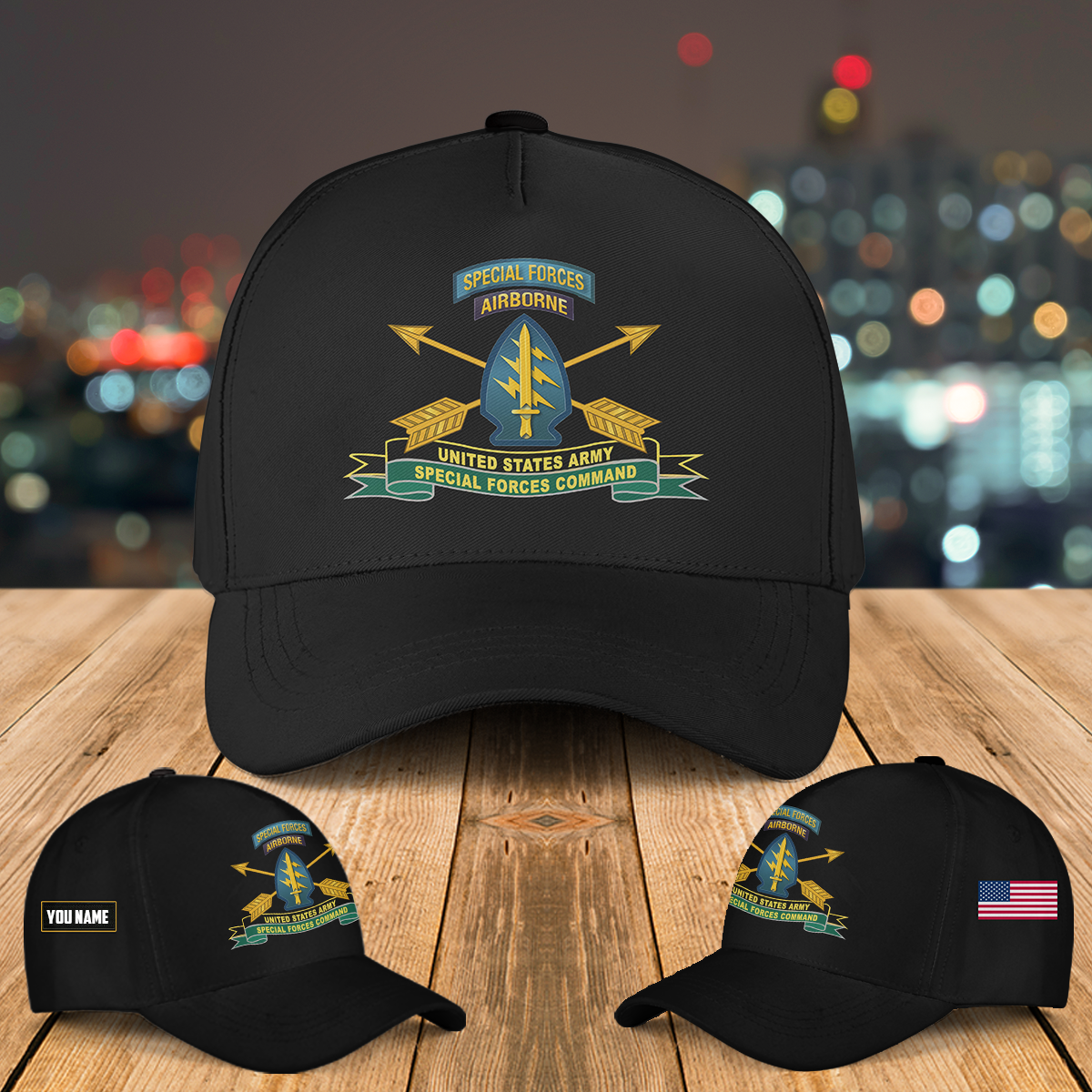 Custom Name US Army Special Force Airborne Special Operations Command Baseball Cap