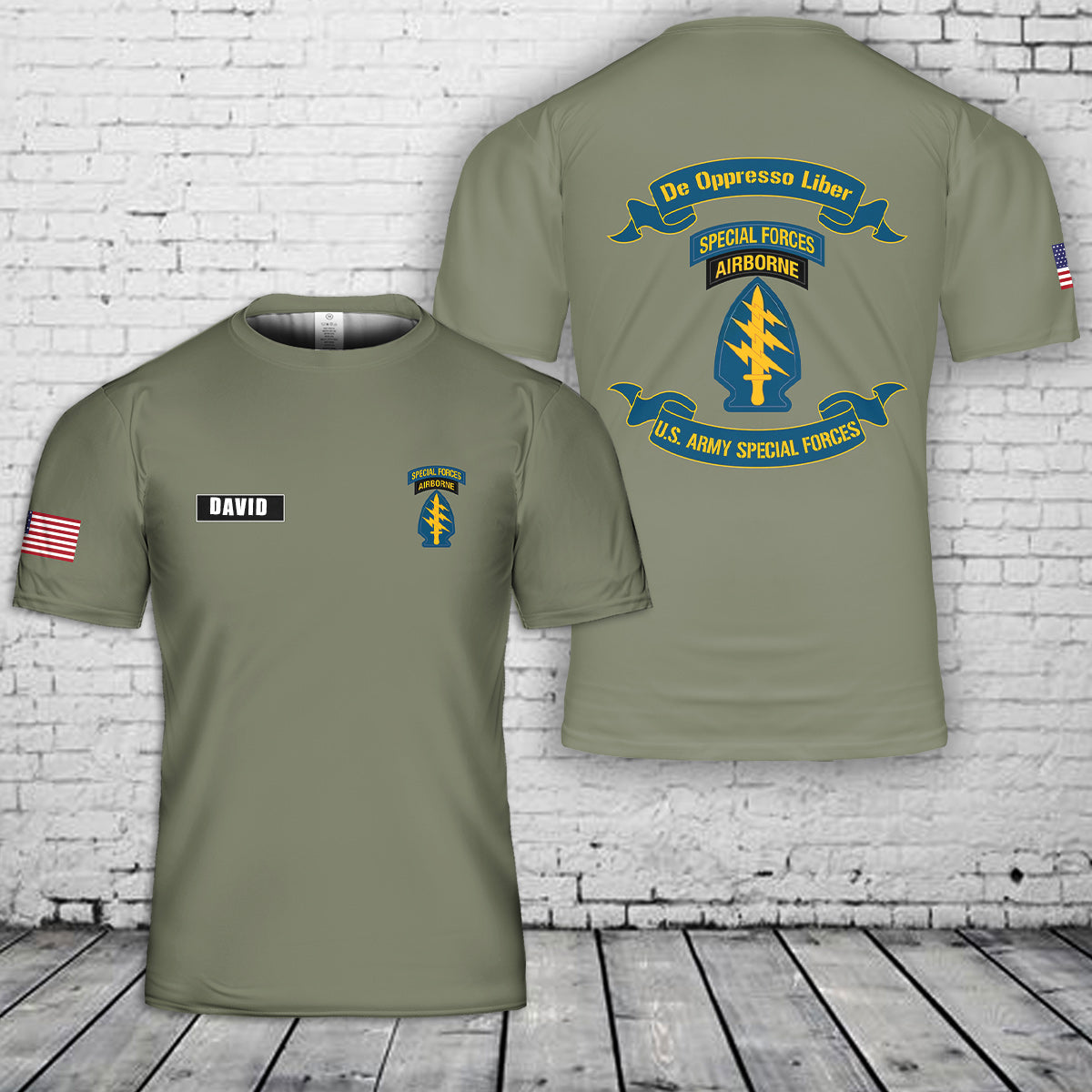 Custom Name US Army Special Forces - Green Berets SFG De Oppresso Liber 3D T-Shirt