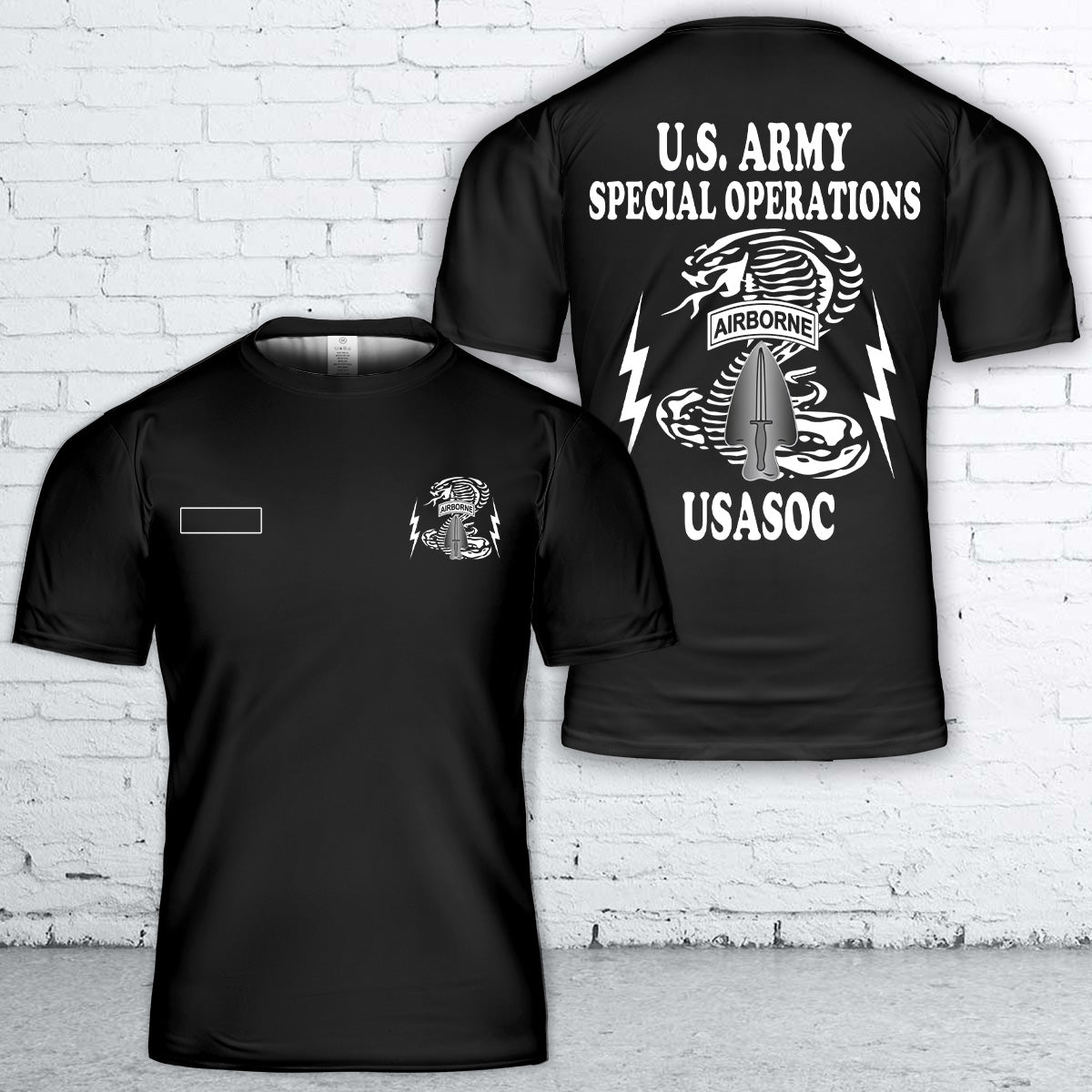 Custom Name US Army Special Operations USASOC T-Shirt 3D