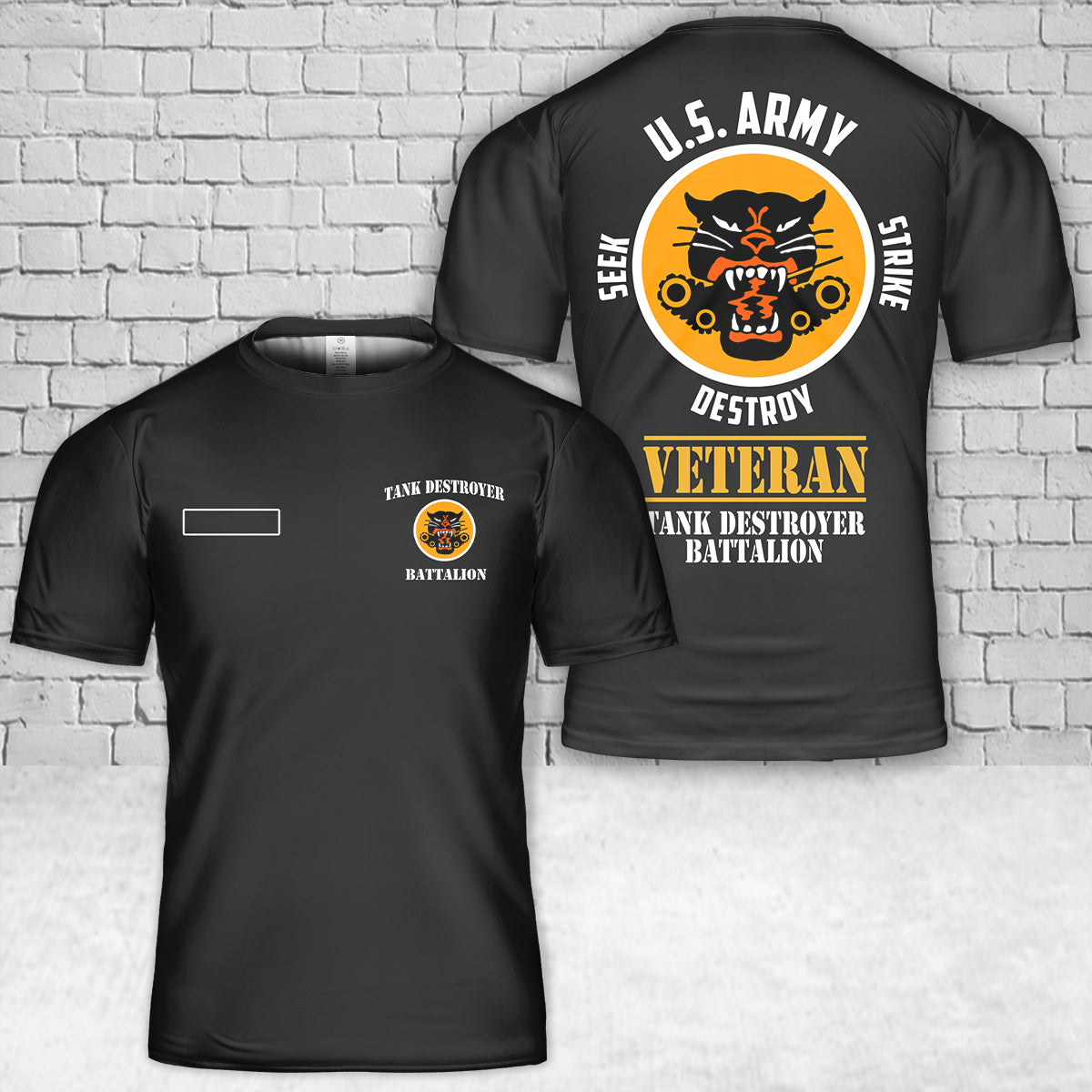 Custom Name US Army Tank destroyer battalion Veteran T-Shirt 3D