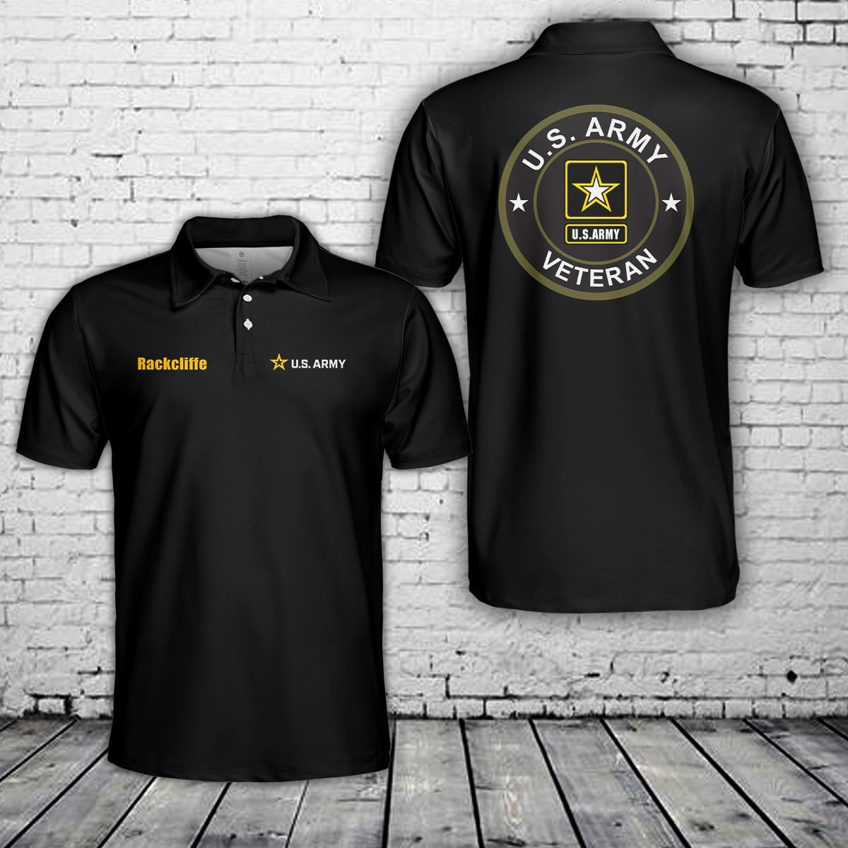 Custom Name US Army Veteran Polo Shirt