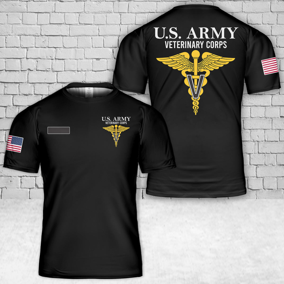 Custom Name US Army Veterinary Corps T-Shirt 3D