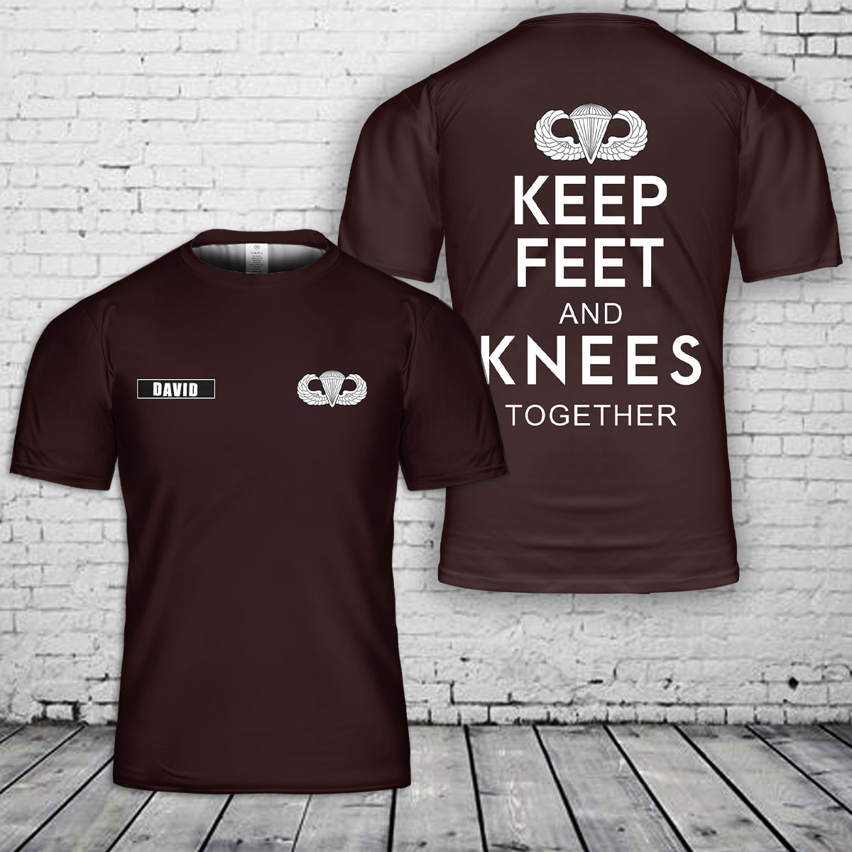 Custom Name US Army Wing Feet and Knees 3D T-Shirt