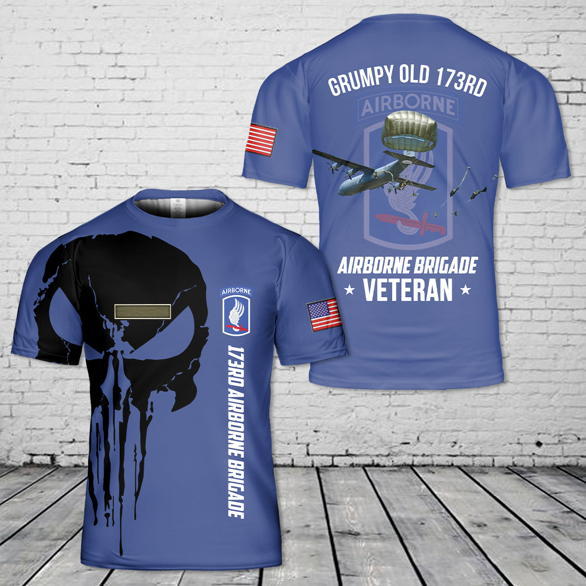 Custom Name US Army Grumpy Old 173rd Airborne Brigade Veteran 3D T-shirt