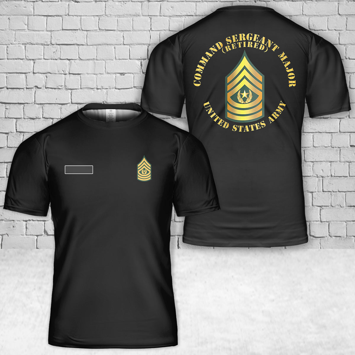 Custom Name US Army command sergeant major (CSM) T-Shirt 3D