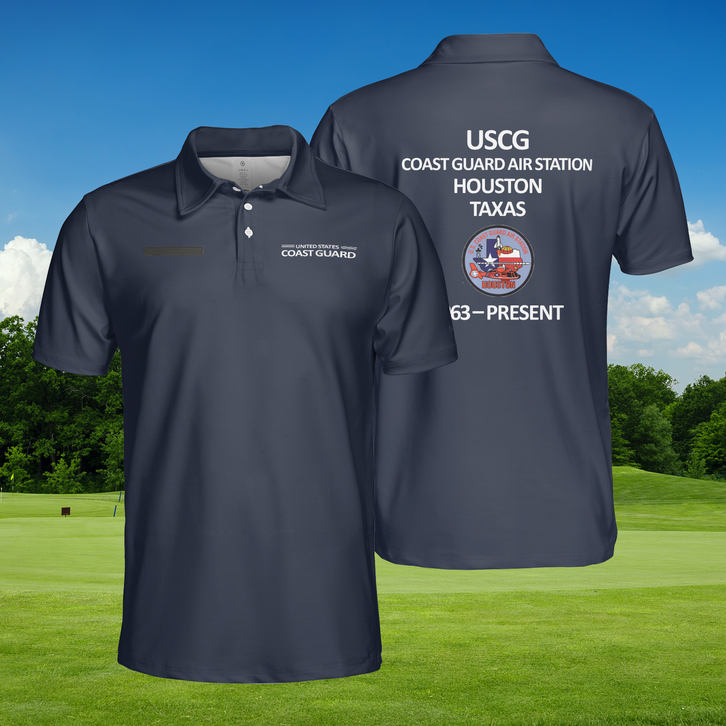Custom Name US Coast Guard Air Station Houston Polo Shirt