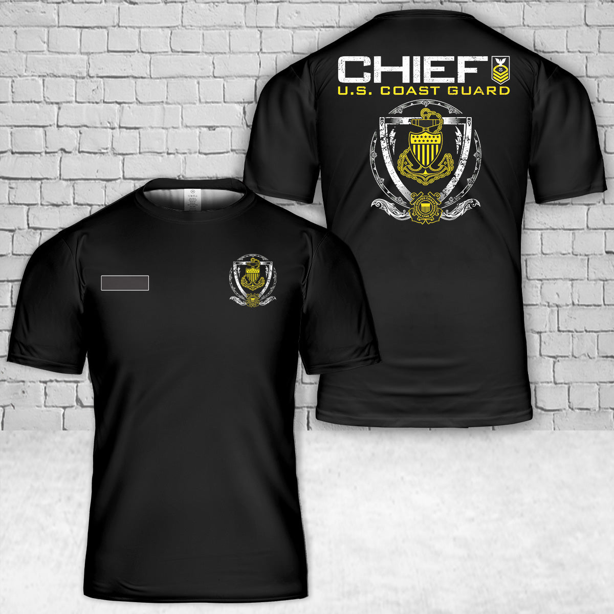 Custom Name US Coast Guard Chief (CPO) T-Shirt 3D
