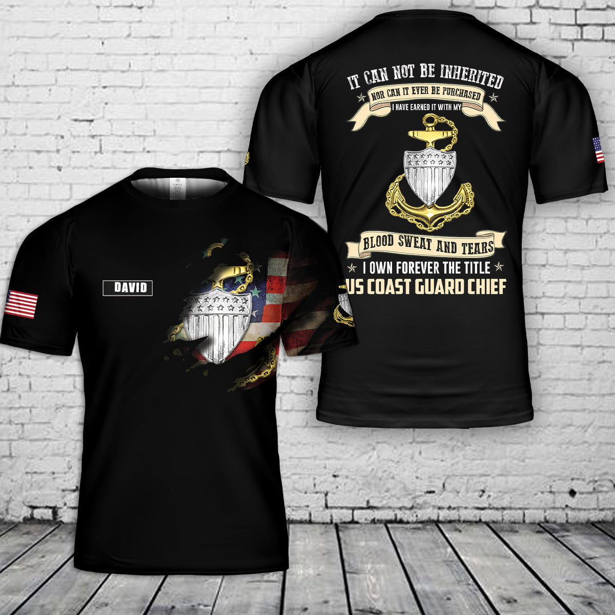 Custom Name US Coast Guard Chief petty officer (CPO) 3D T-Shirt