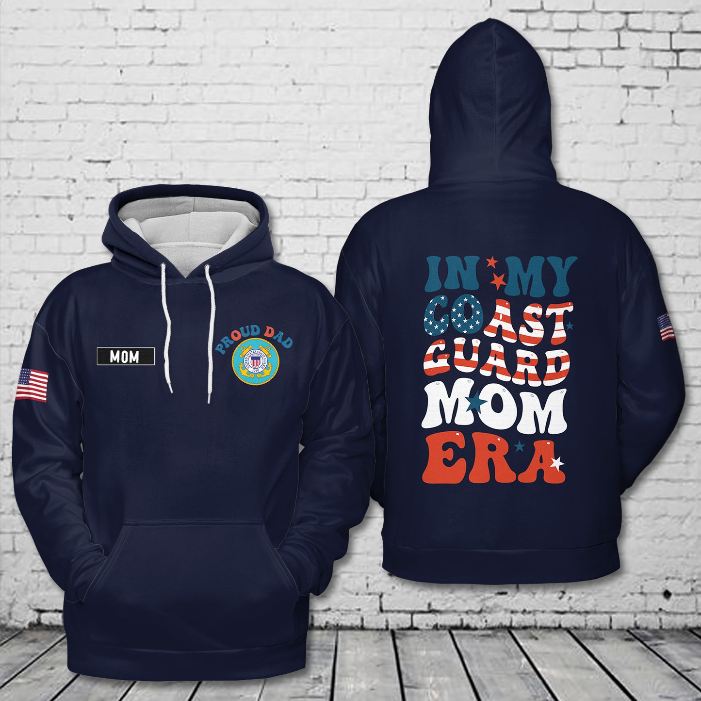 Custom Name US Coast Guard Mom 3D Hoodie