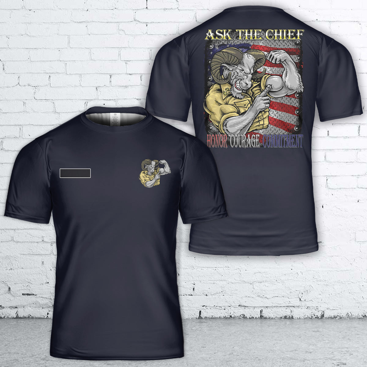 Custom Name US Navy Ask The Chief Goat Locker Veteran T-Shirt 3D
