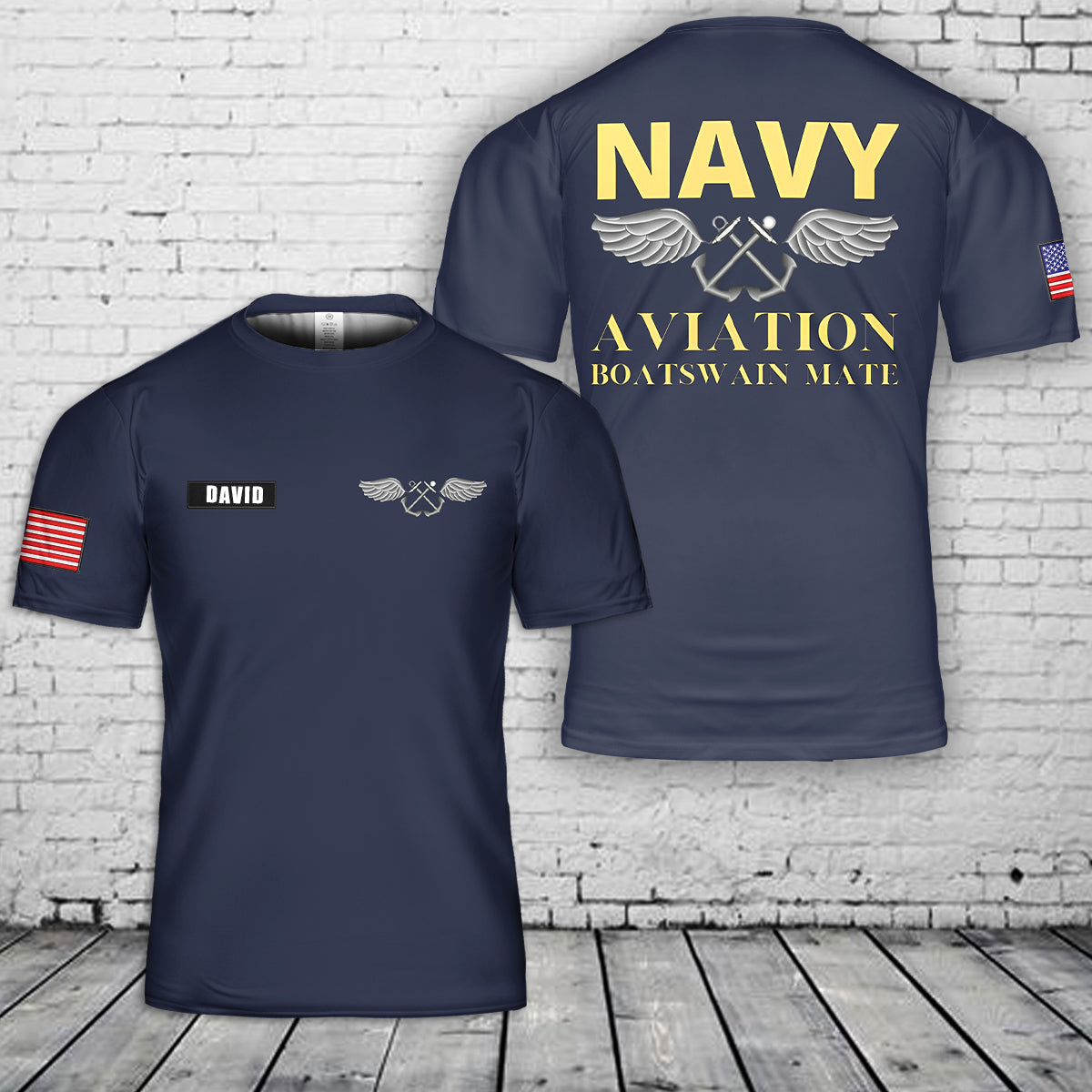 Custom Name US Navy Aviation Boatswain Mate 3D T-Shirt