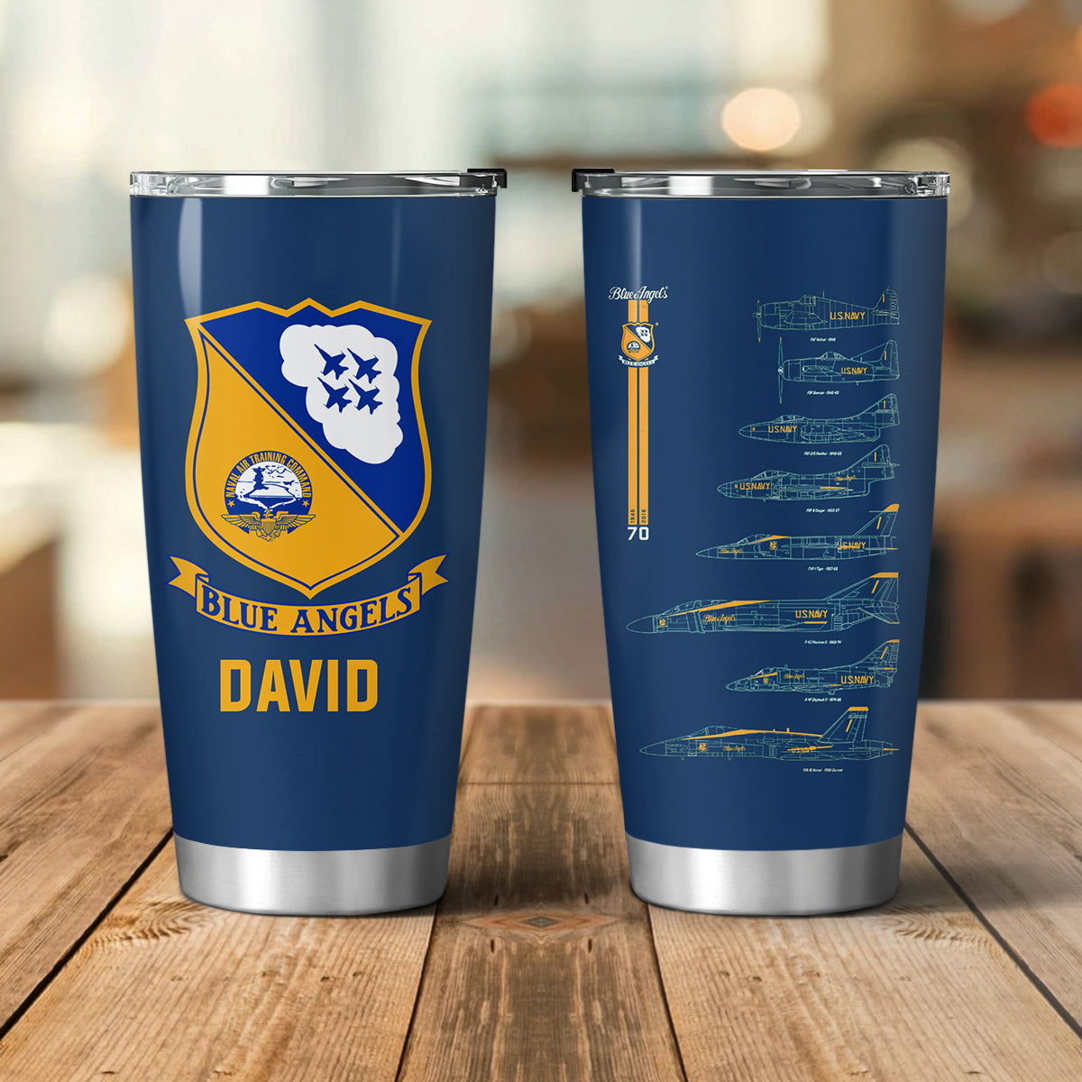 Custom Name US Navy Blue Angels Chronology 70th Blue Print Vagabond 20oz Tumbler NLSI2904PL02