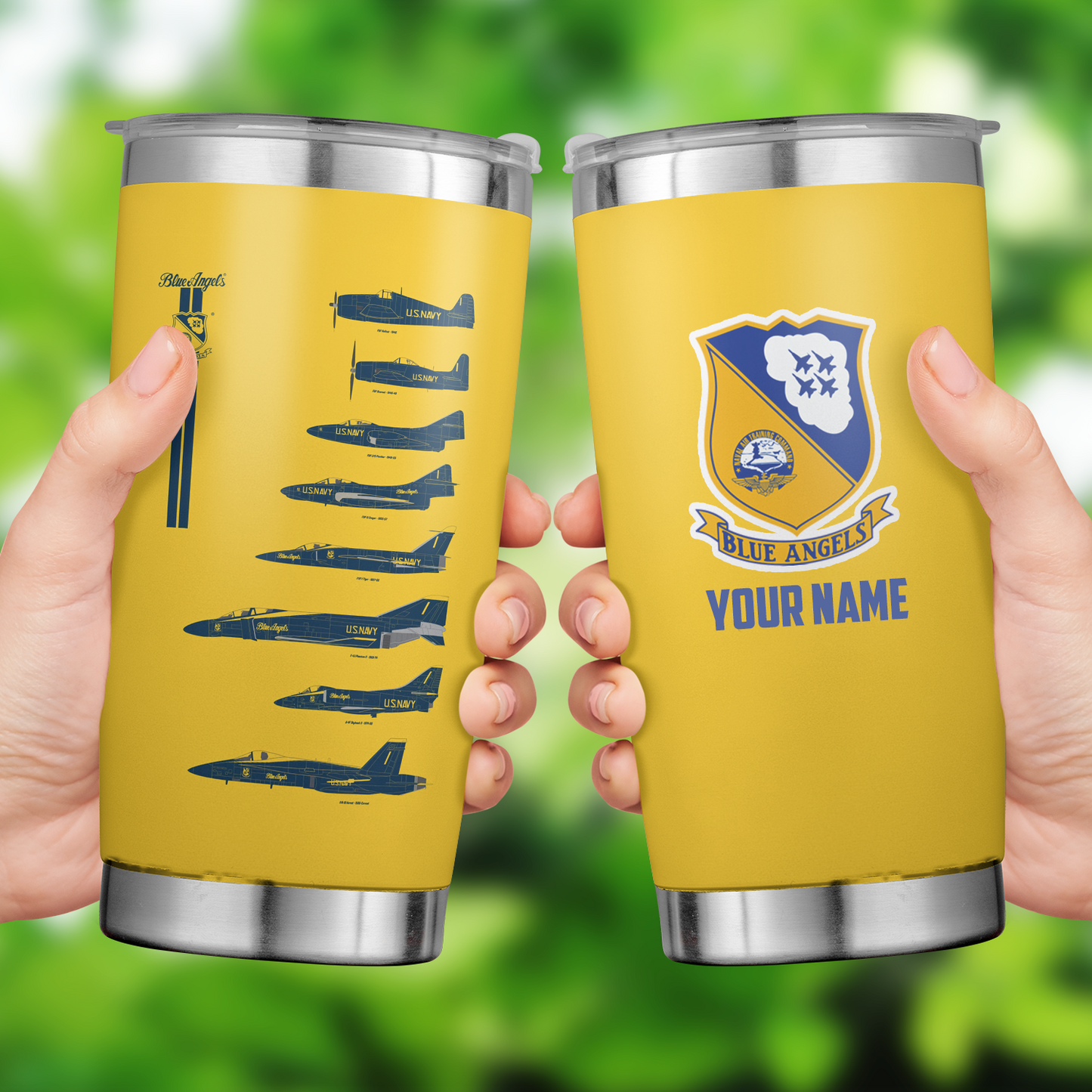 Custom Name US Navy Blue Angels History Tumbler 20oz