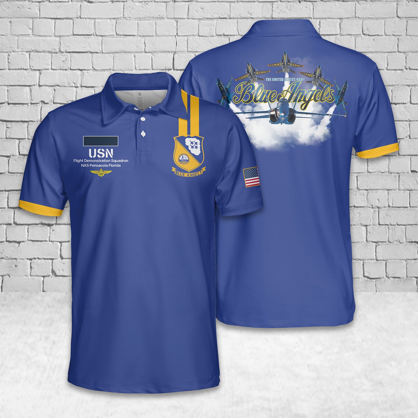 Custom Name US Navy Blue Angels Polo Shirt
