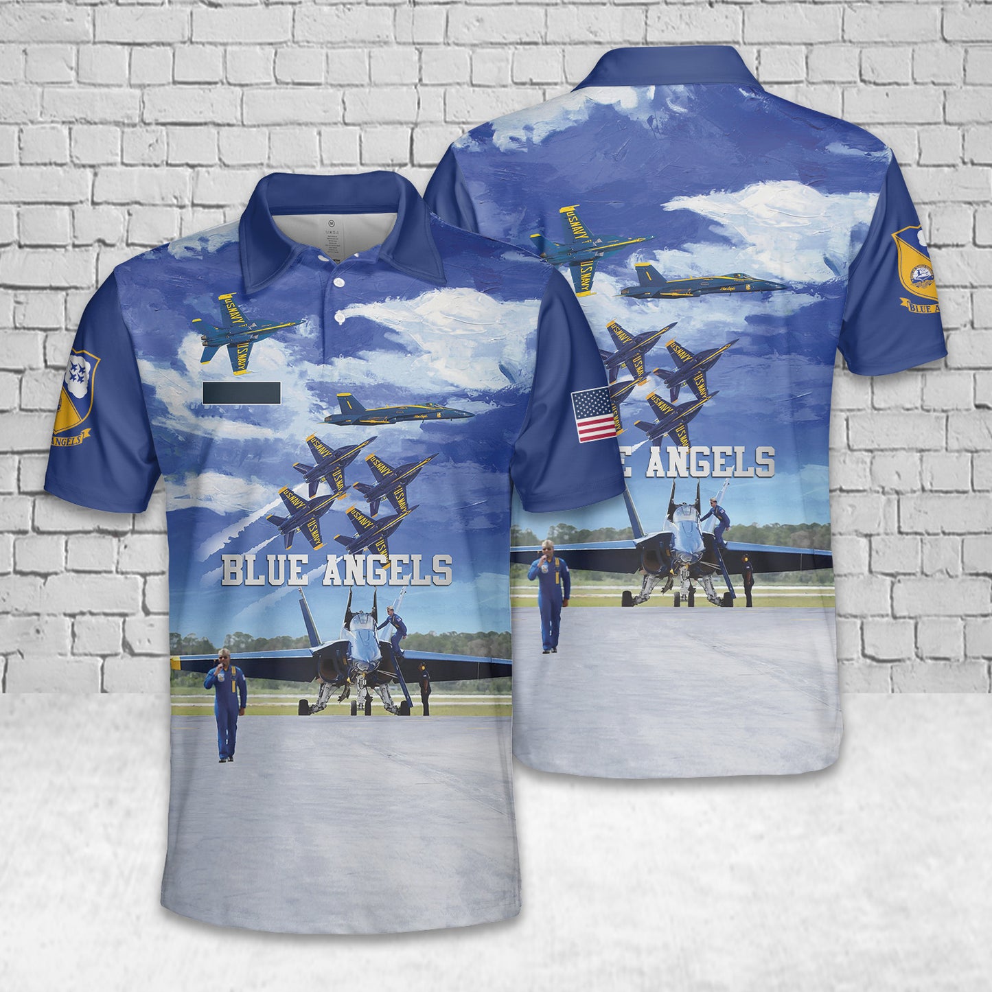 Custom Name US Navy Blue Angels Polo Shirt