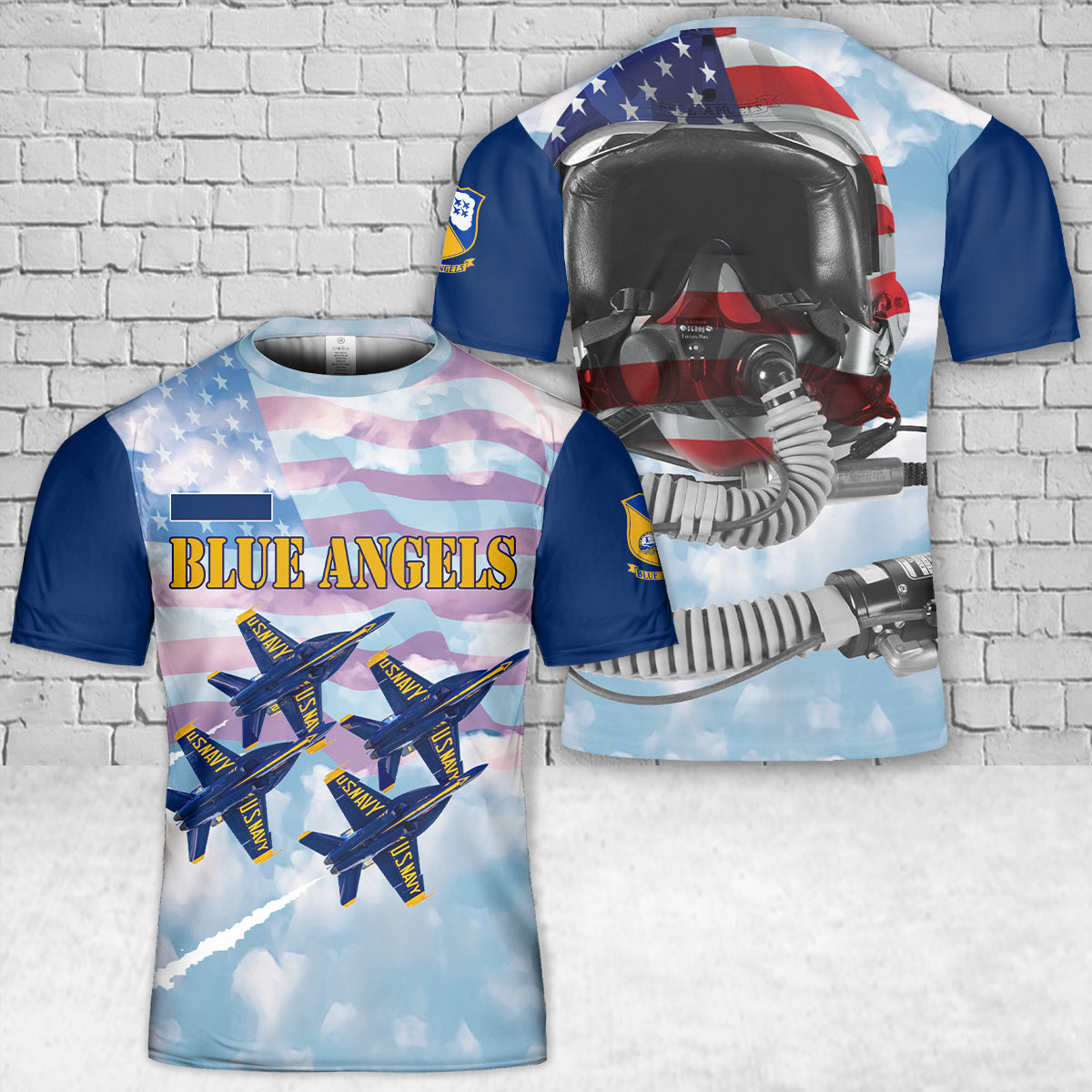 Custom Name US Navy Blue Angels T-Shirt 3D