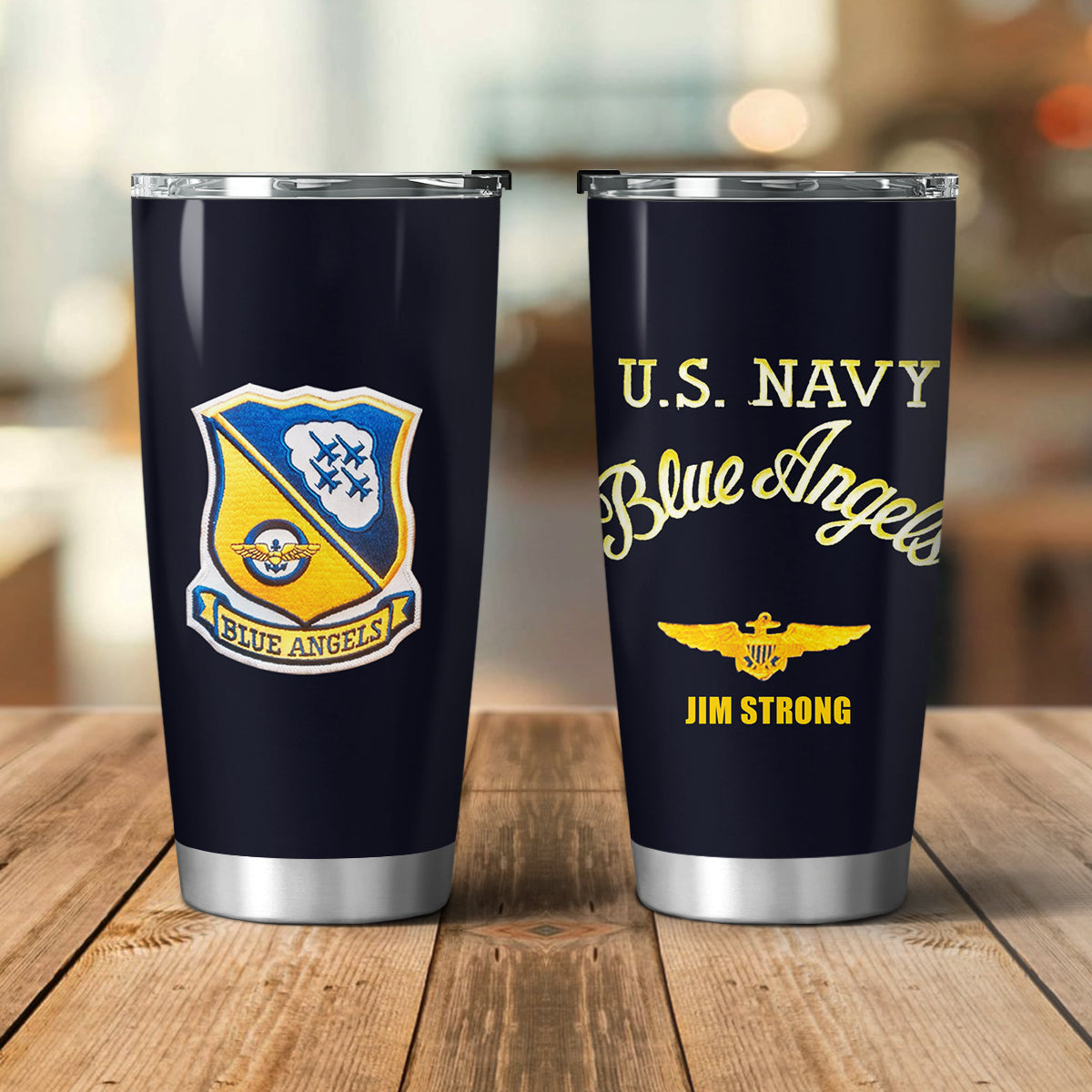 Custom Name US Navy Blue Angels Tumbler 20oz