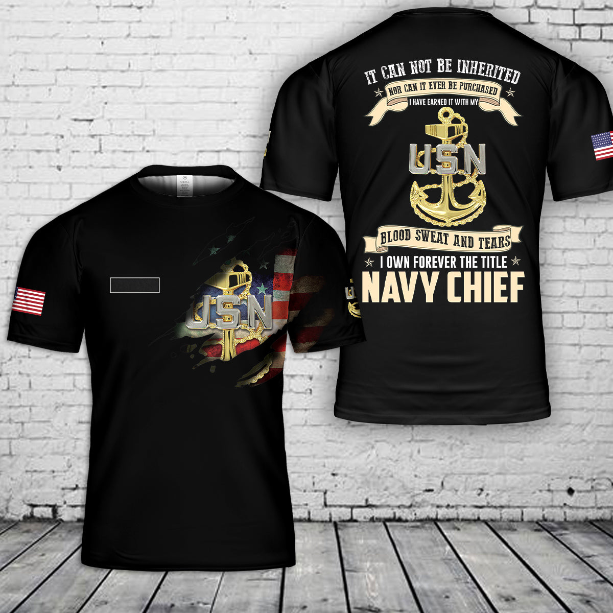 Custom Name US Navy Chief 3D T Shirt Merch Gears