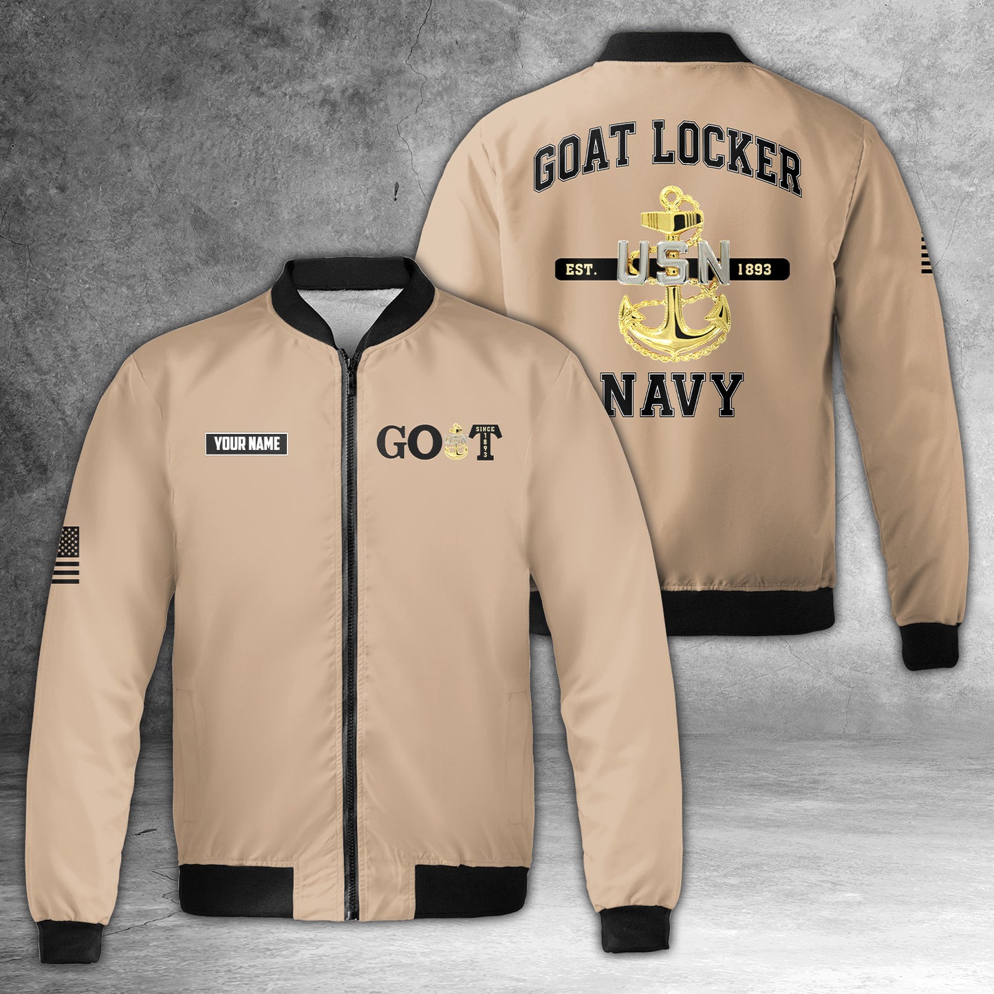 Custom Name US Navy Chief GOAT Since 1893 Bomber Jacket