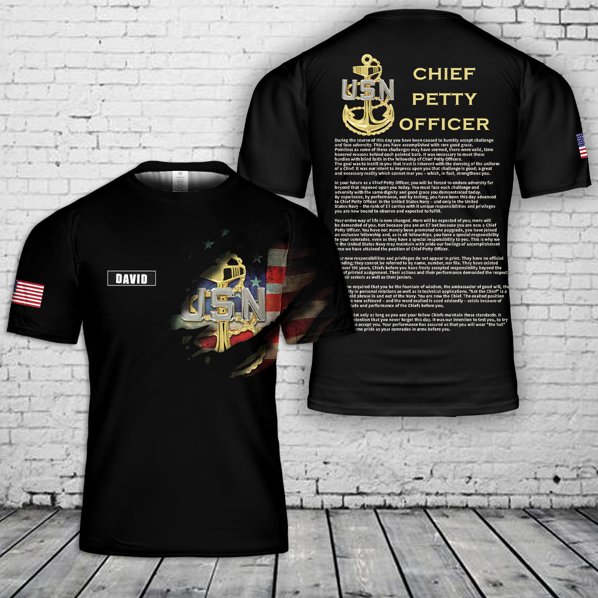 Custom Name US Navy Chief Petty Officer Creed 3D T-Shirt