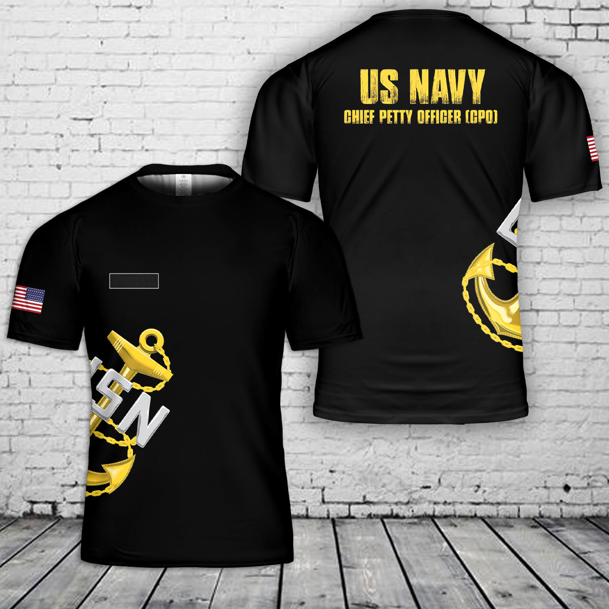 Custom Name US Navy Chief Petty Officer (CPO) T-Shirt 3D