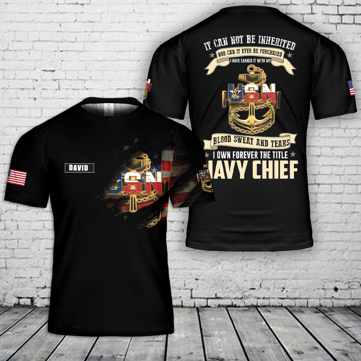 Custom Name US Navy Chief Texas 3D T-Shirt