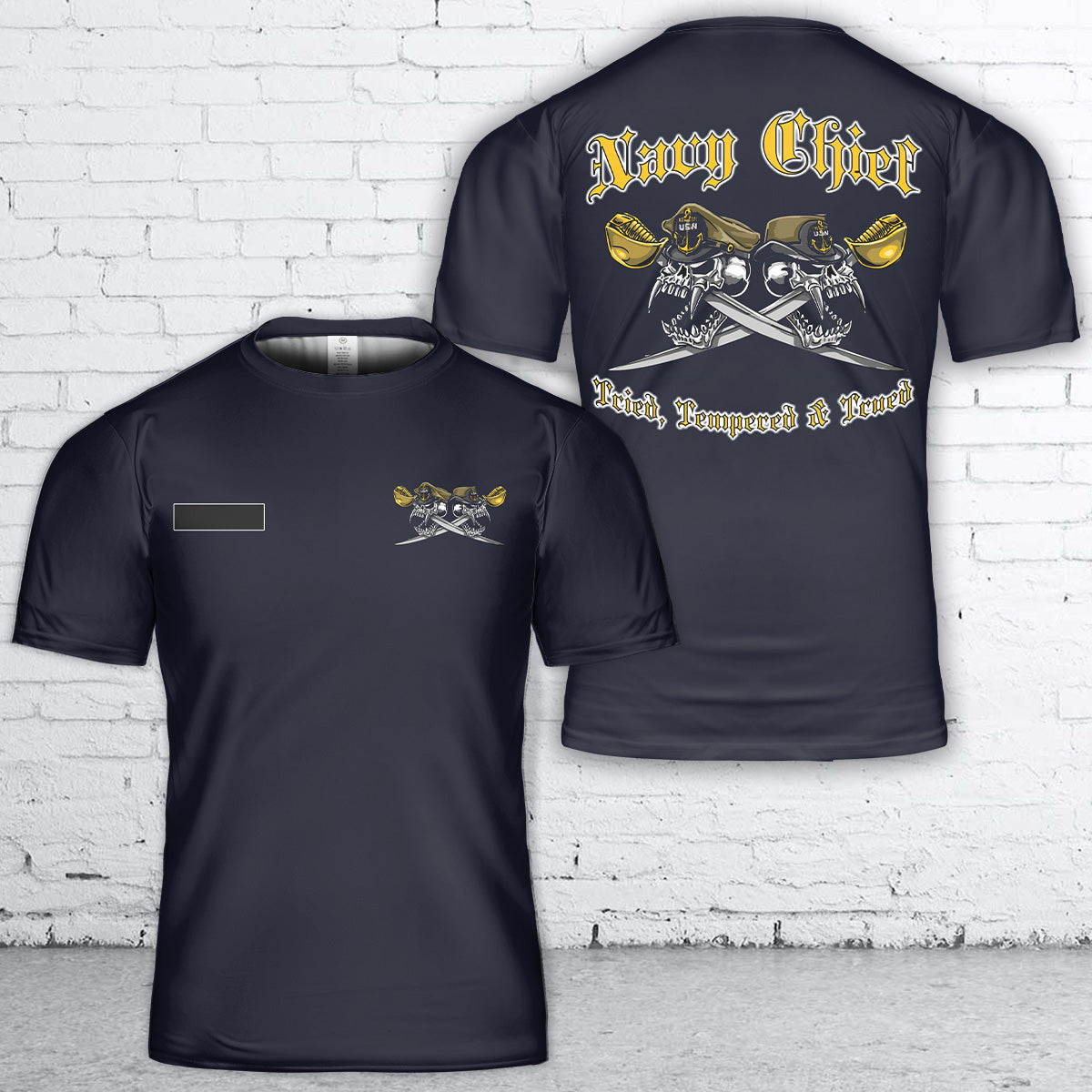 Custom Name US Navy Chief Tried Tempered Trued T-Shirt 3D
