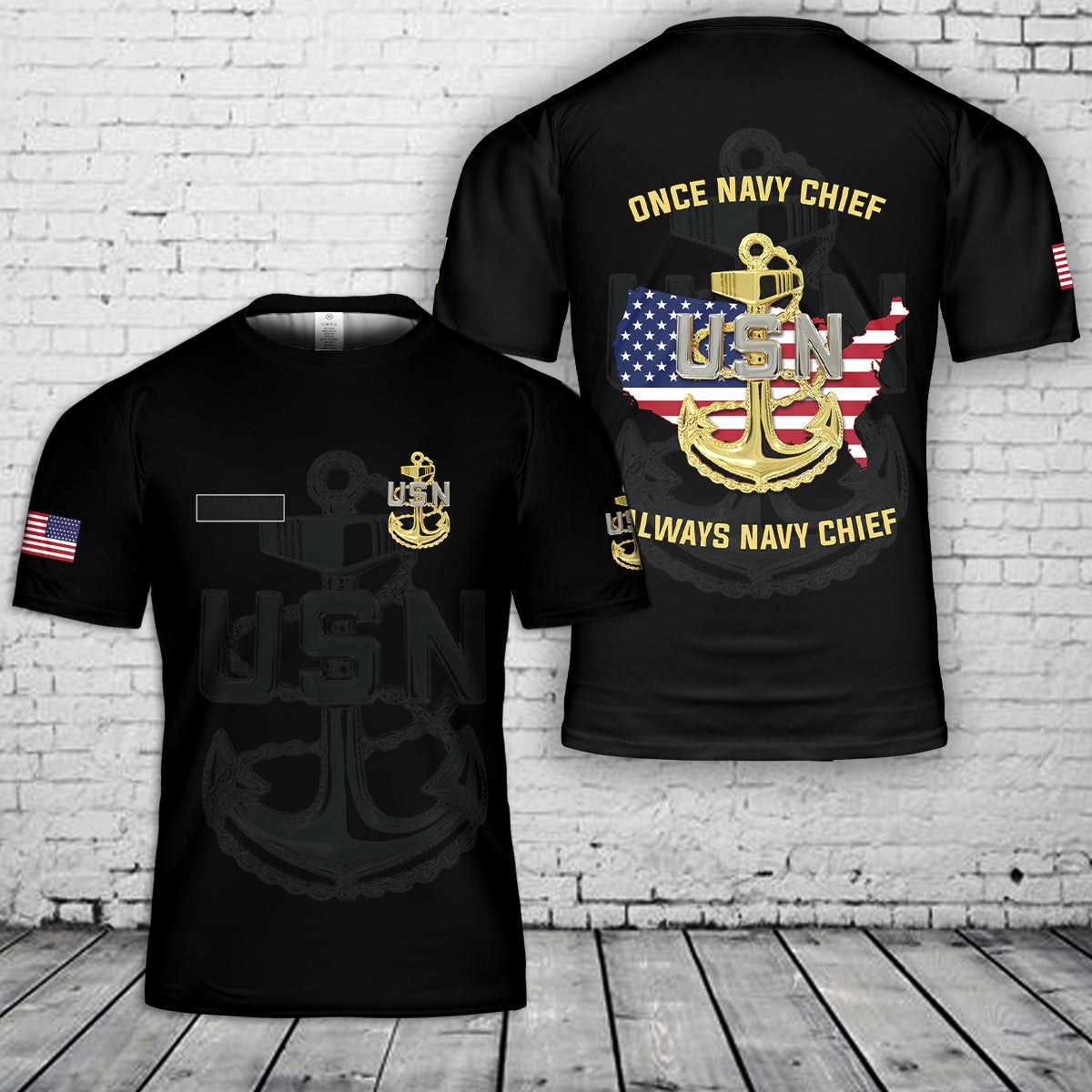 Custom Name US Navy Chief T-Shirt 3D