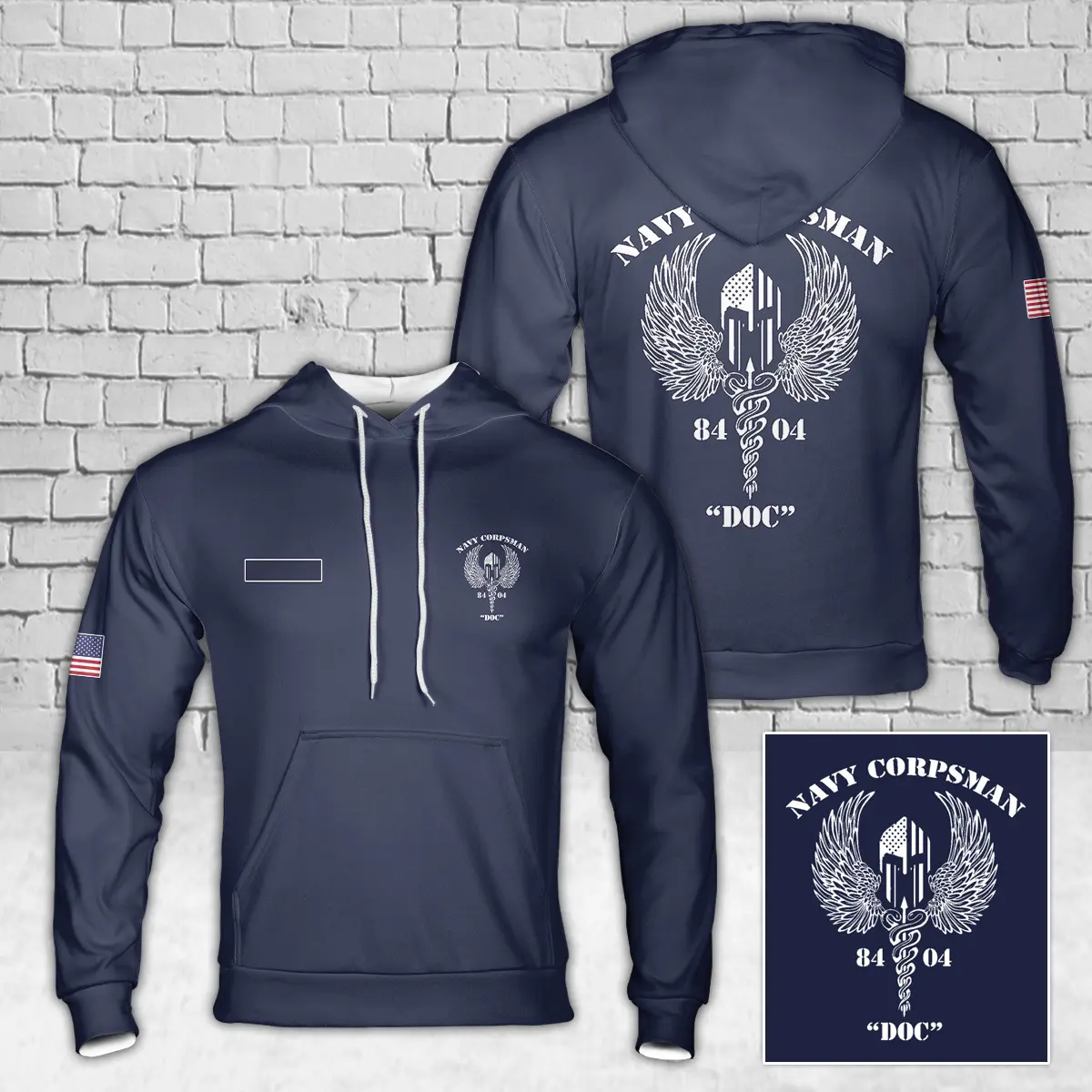 Custom Name US Navy Corpsman 8404 Hoodie 3D