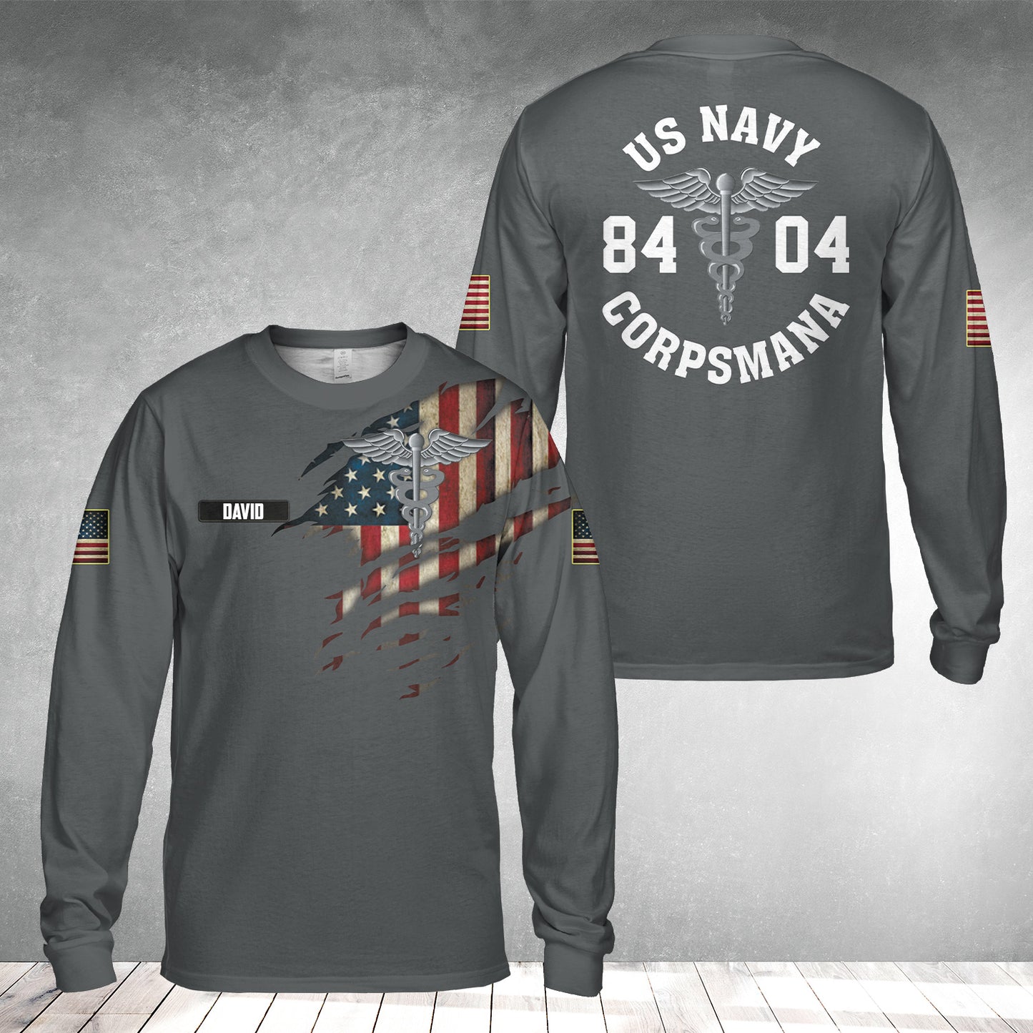 Custom Name US Navy Corpsman 8404 AOP Long Sleeve Shirt