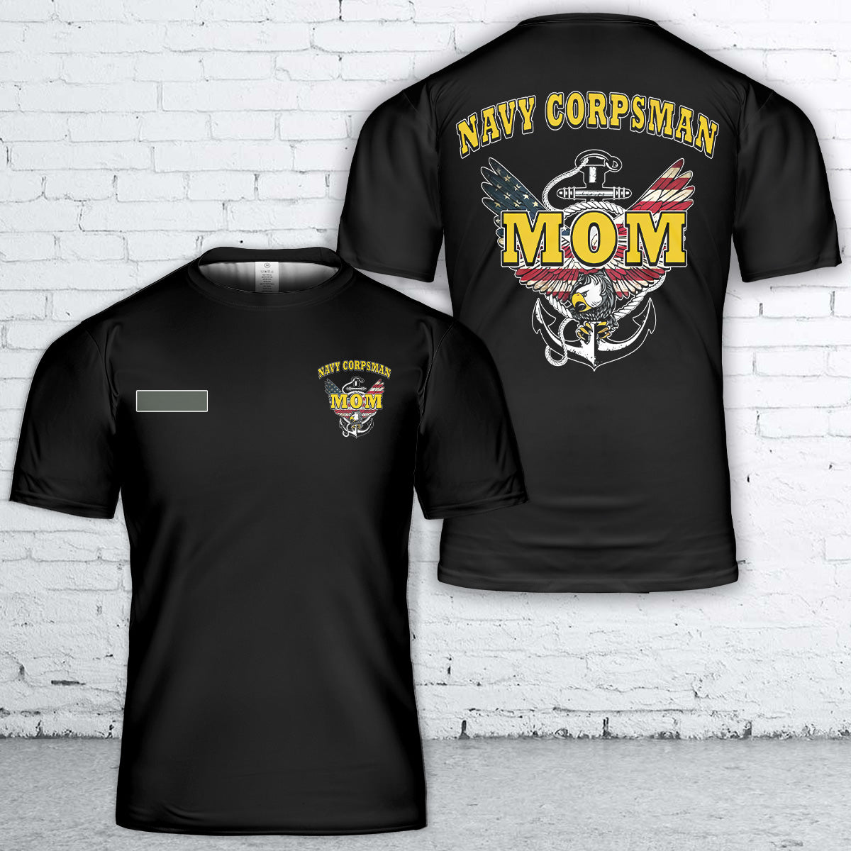 Custom Name US Navy Corpsman Mom T-Shirt 3D
