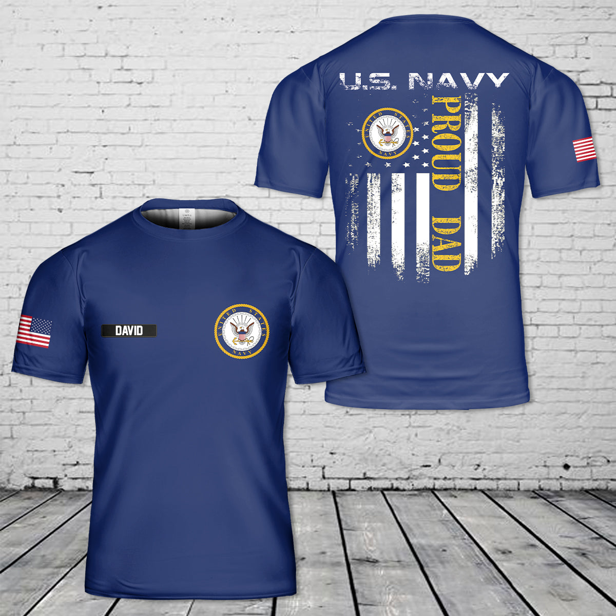 Custom Name US Navy Dad 3D T-Shirt