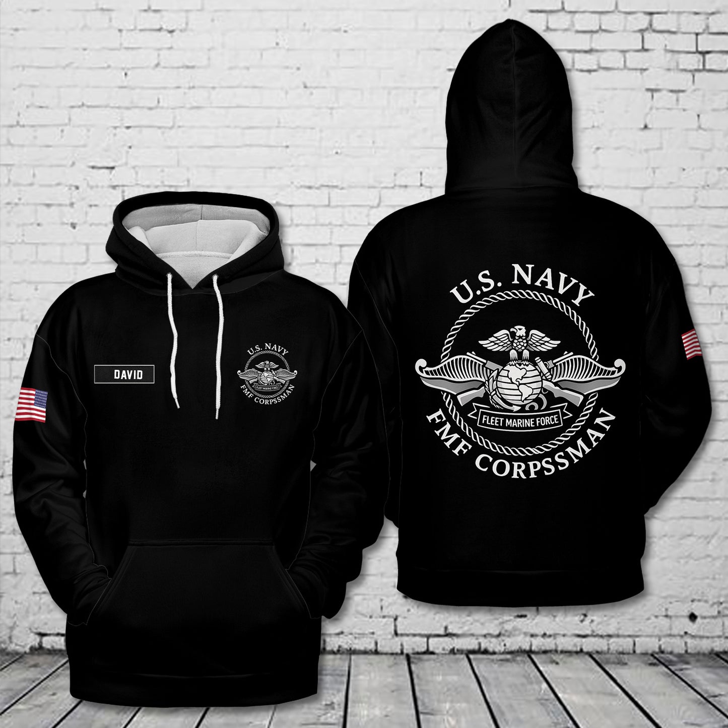 Custom Name US Navy FMF Corpsman 3D Hoodie