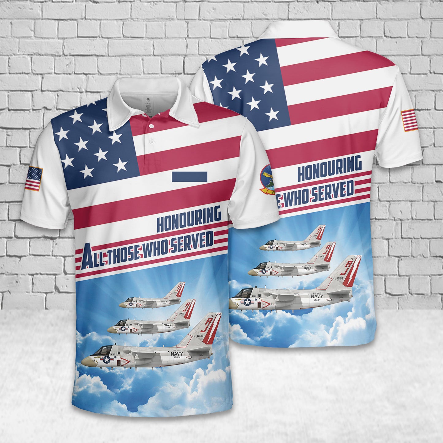 Custom Name US Navy Lockheed Martin S-3A Viking VS-24 Scouts Polo Shirt