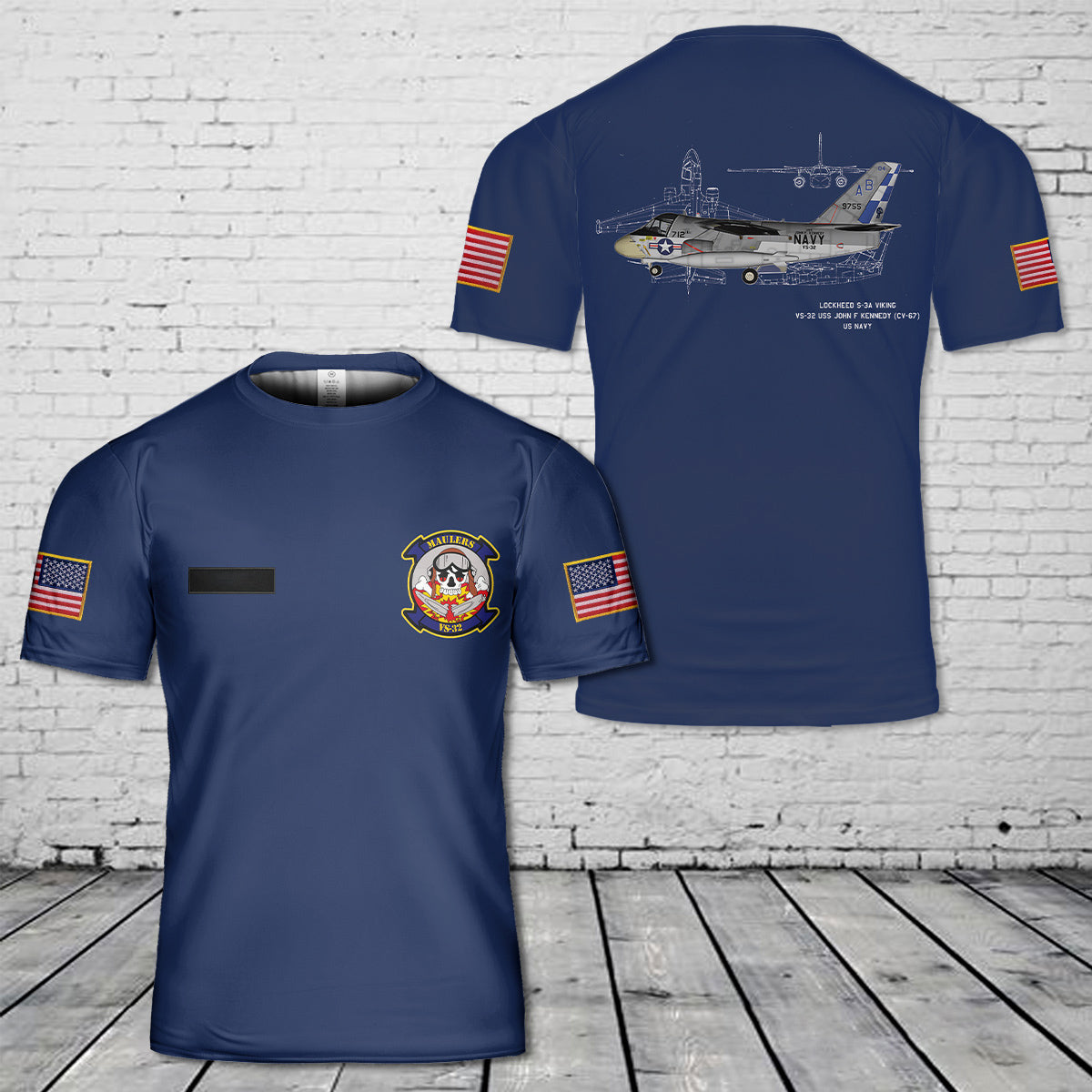 Custom Name US Navy Lockheed S-3A Viking Of VS-32 T-Shirt 3D