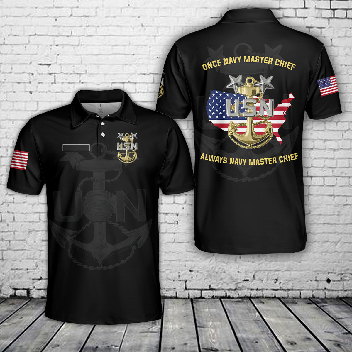 Custom Name US Navy Master Chief Polo Shirt