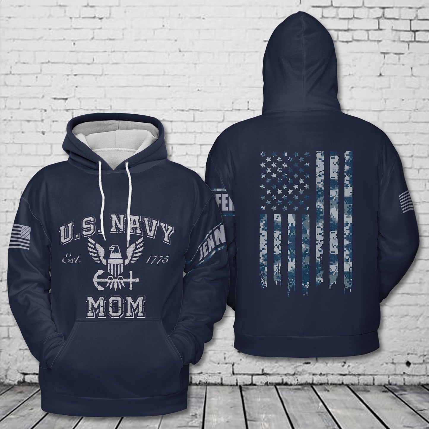 Custom Name US Navy Mom 3D Hoodie