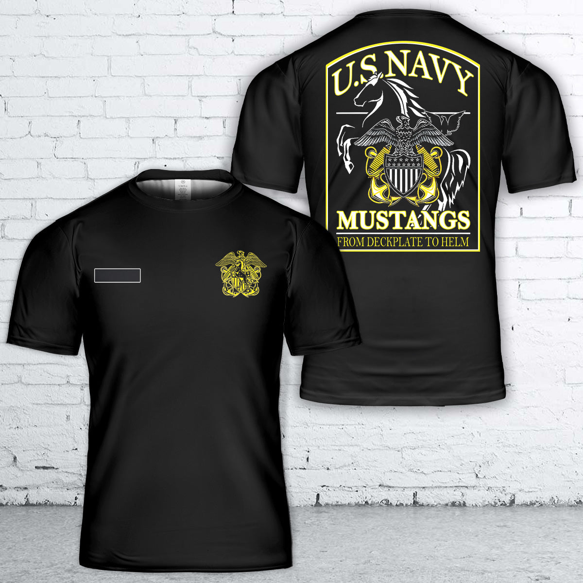 Custom Name US Navy Mustangs T-Shirt 3D