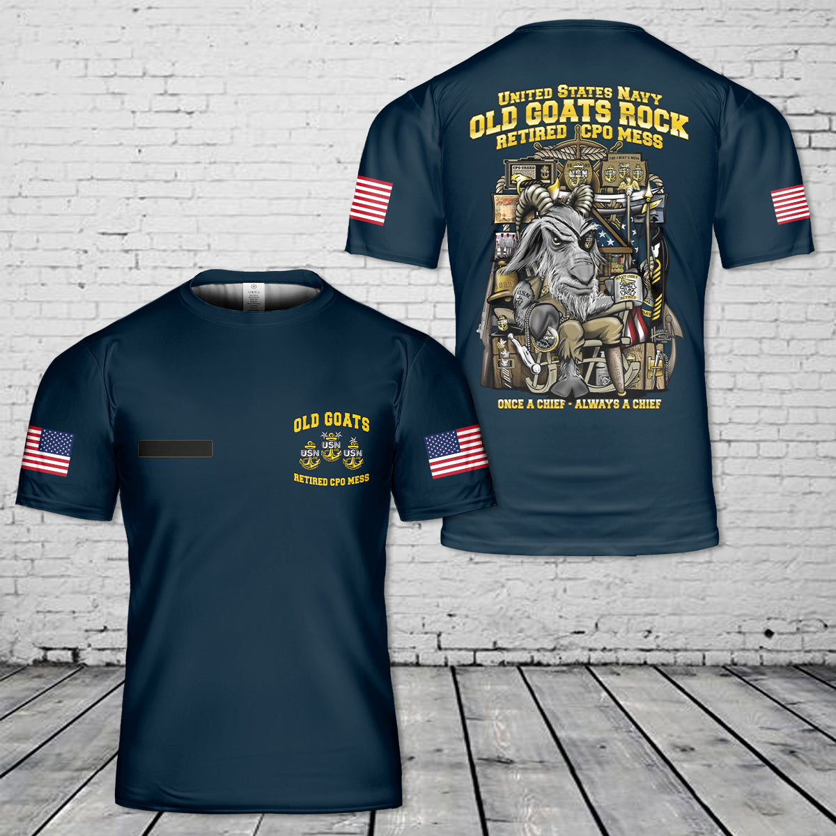 Custom Name US Navy Old Goats T-Shirt 3D