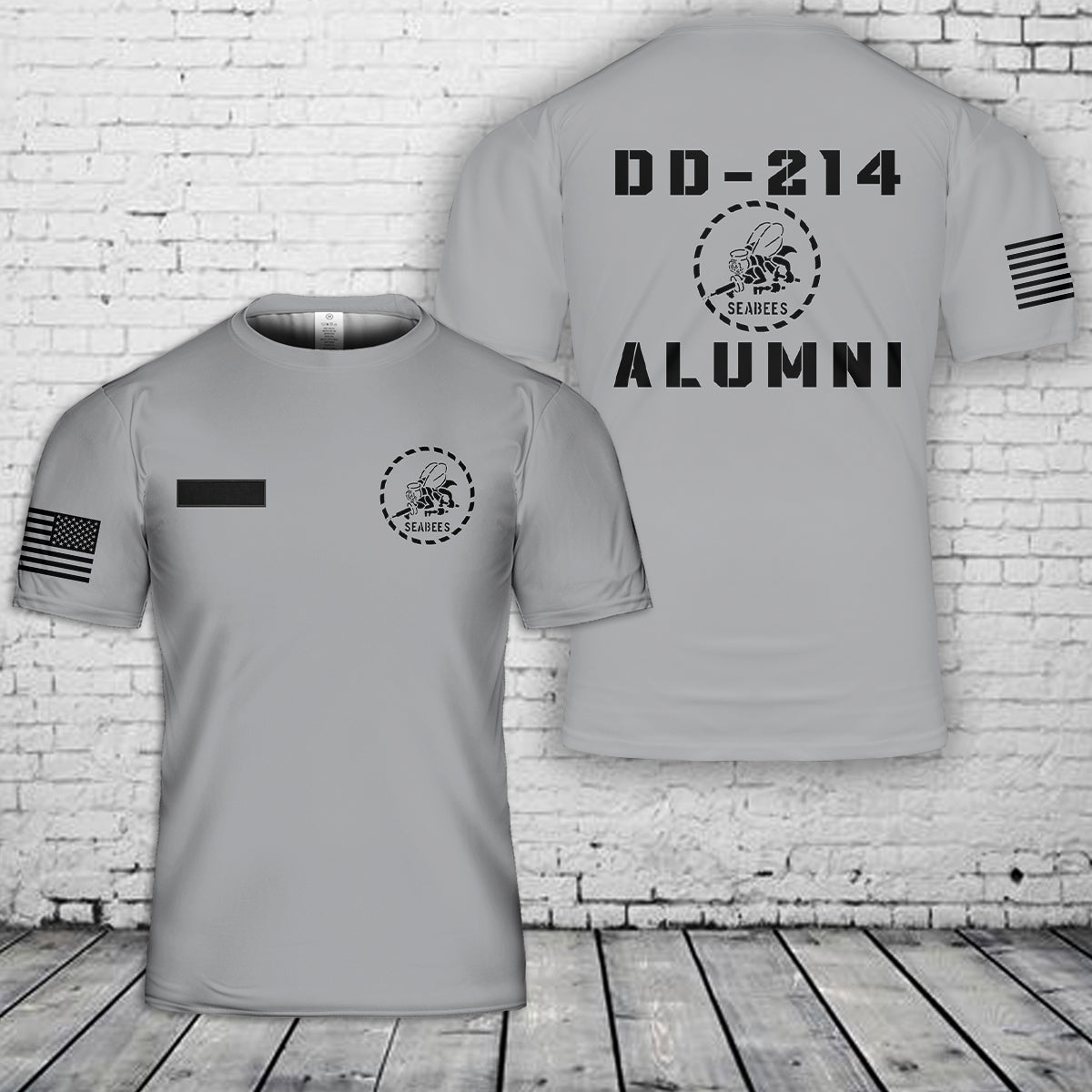Custom Name US Navy Seabee DD-214 Alumni 3D T-Shirt